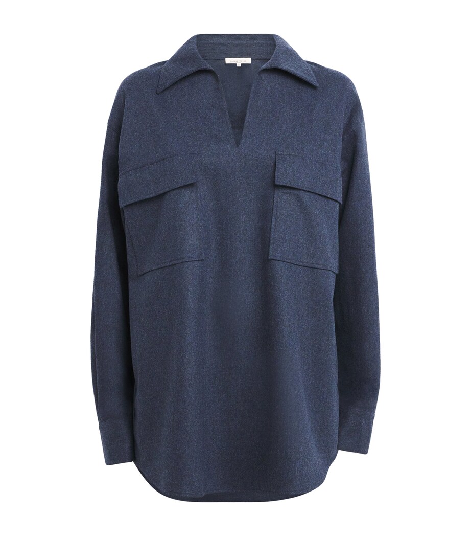 Lafayette 148 Womens Wool-Cashmere Pullover Shirt Admr Blu Mln Image 1