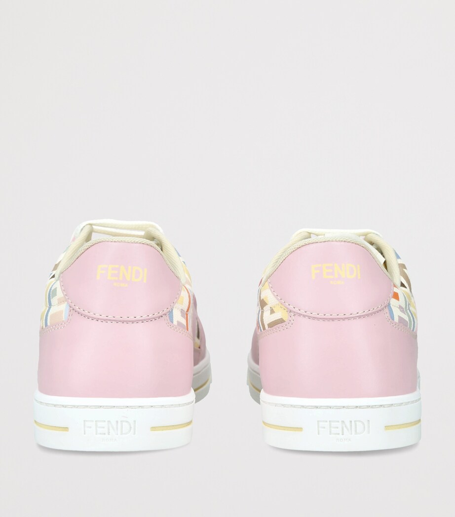 Fendi Kids Leather Logo Sneakers Pink Comb Image 2