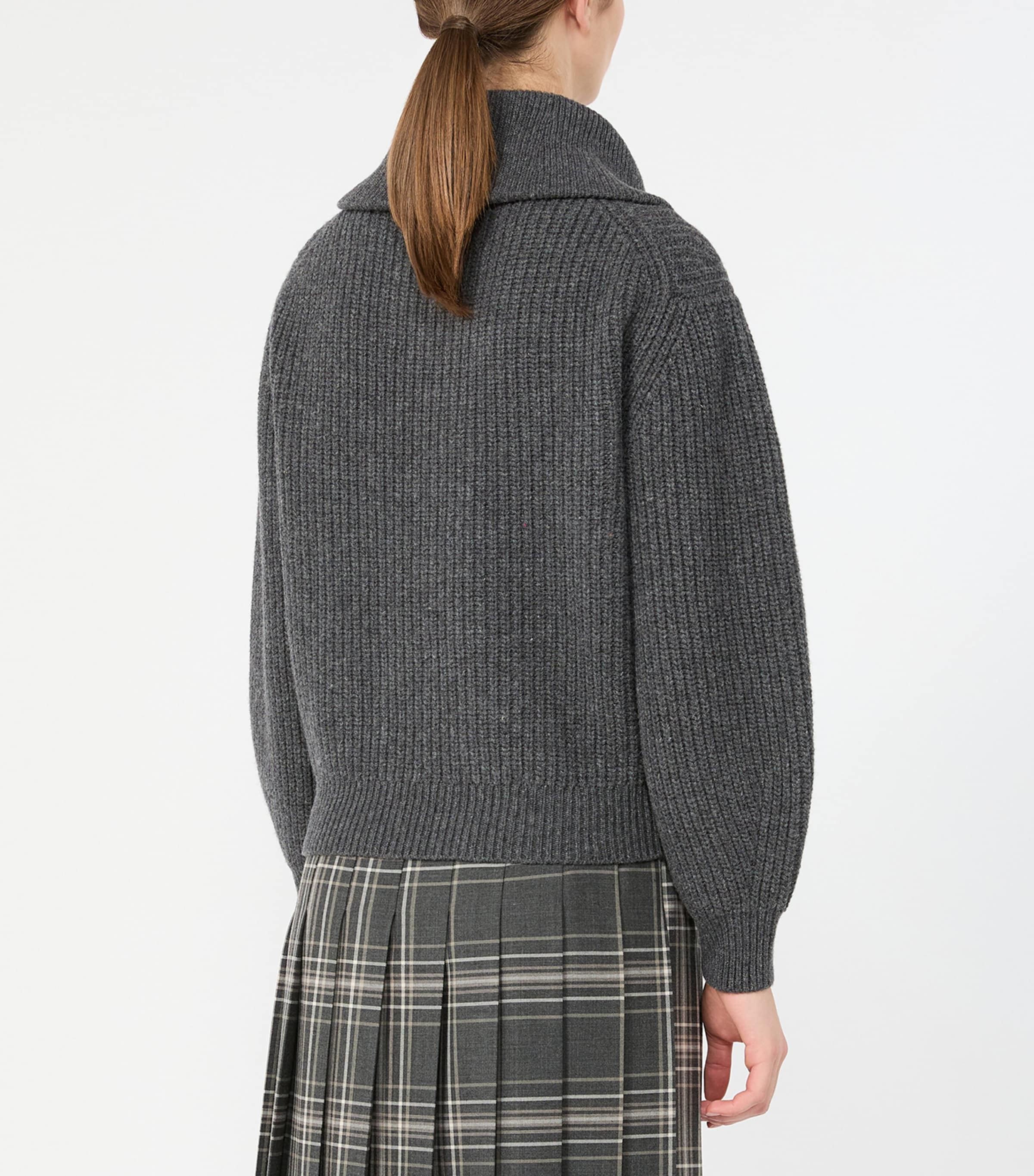 Weekend Max Mara Womens Virgin-Wool Quarter-Zip Sweater Dark Grey Image 4