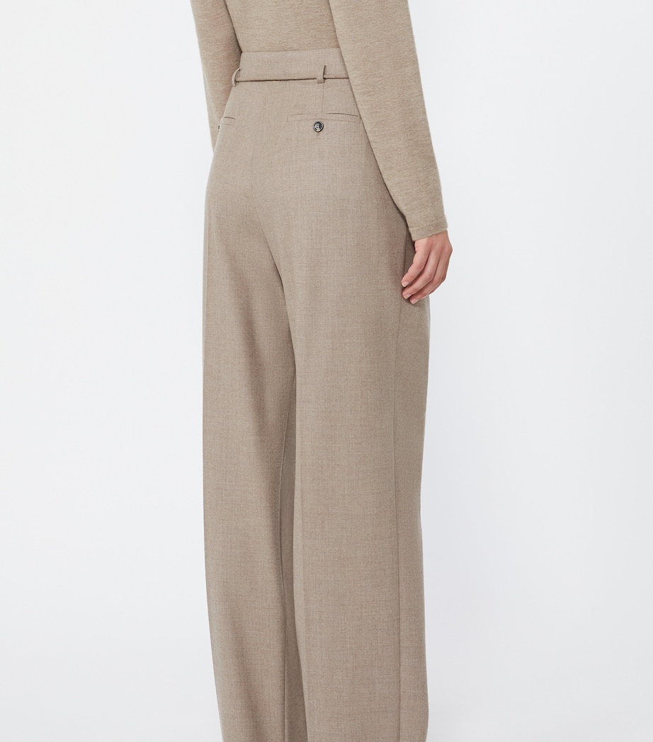 Max Mara Womens Stretch-Cashmere String-Belt Trousers Sand Image 3