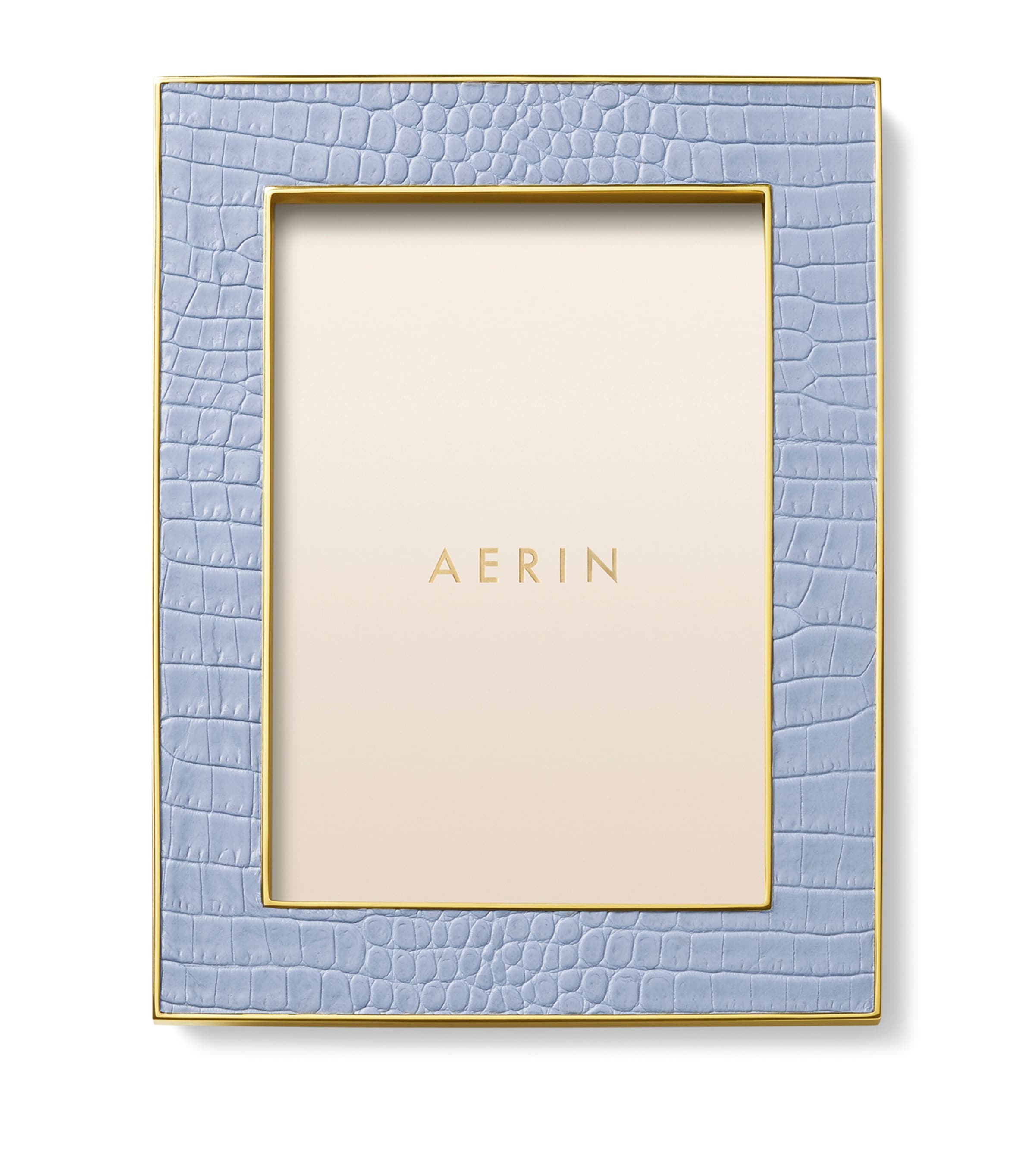Aerin Leather Crocodile-effect Classic Frame In Blue