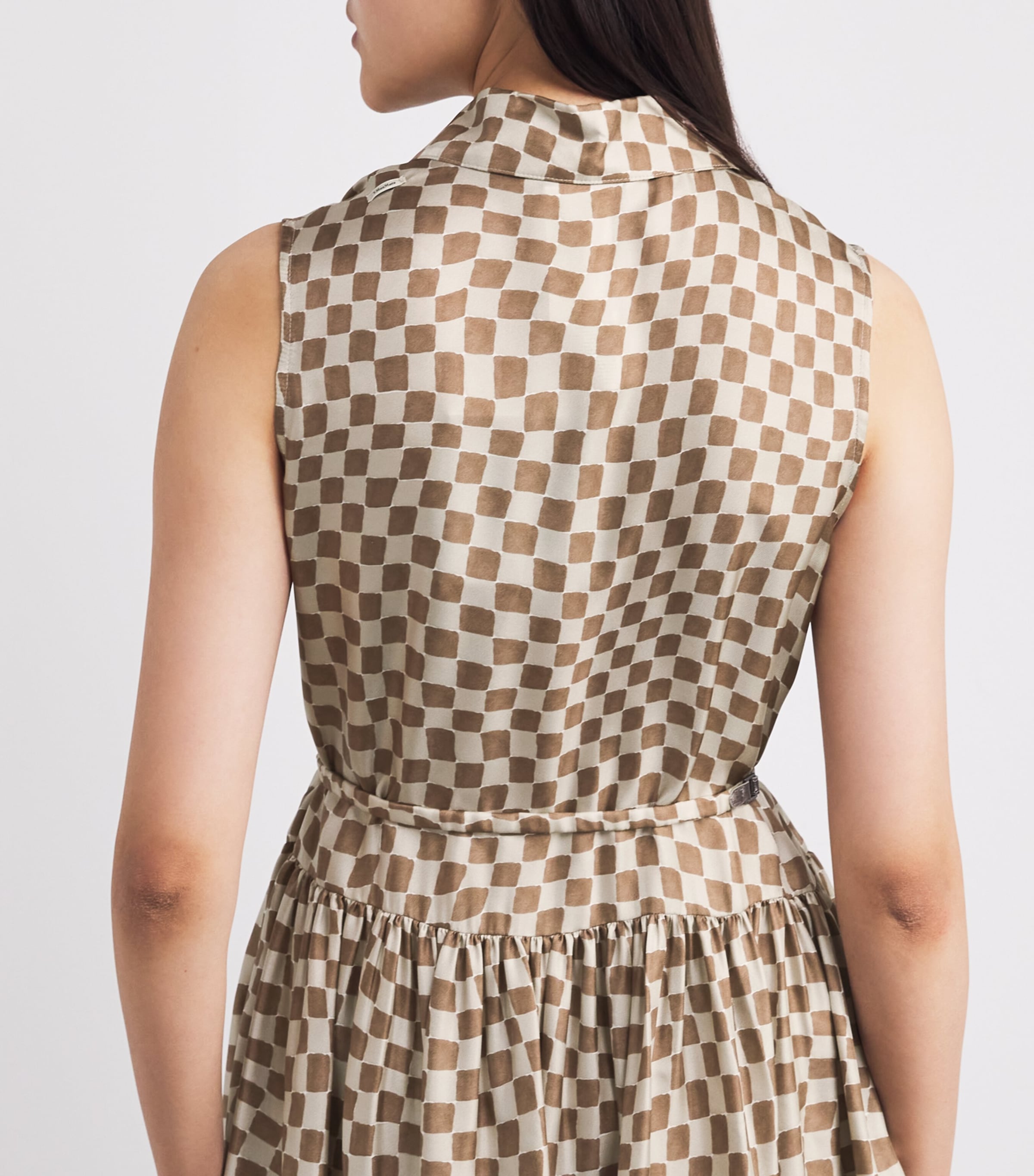 Silk Check Midi Dress ANTIQUE ROSE Image 4