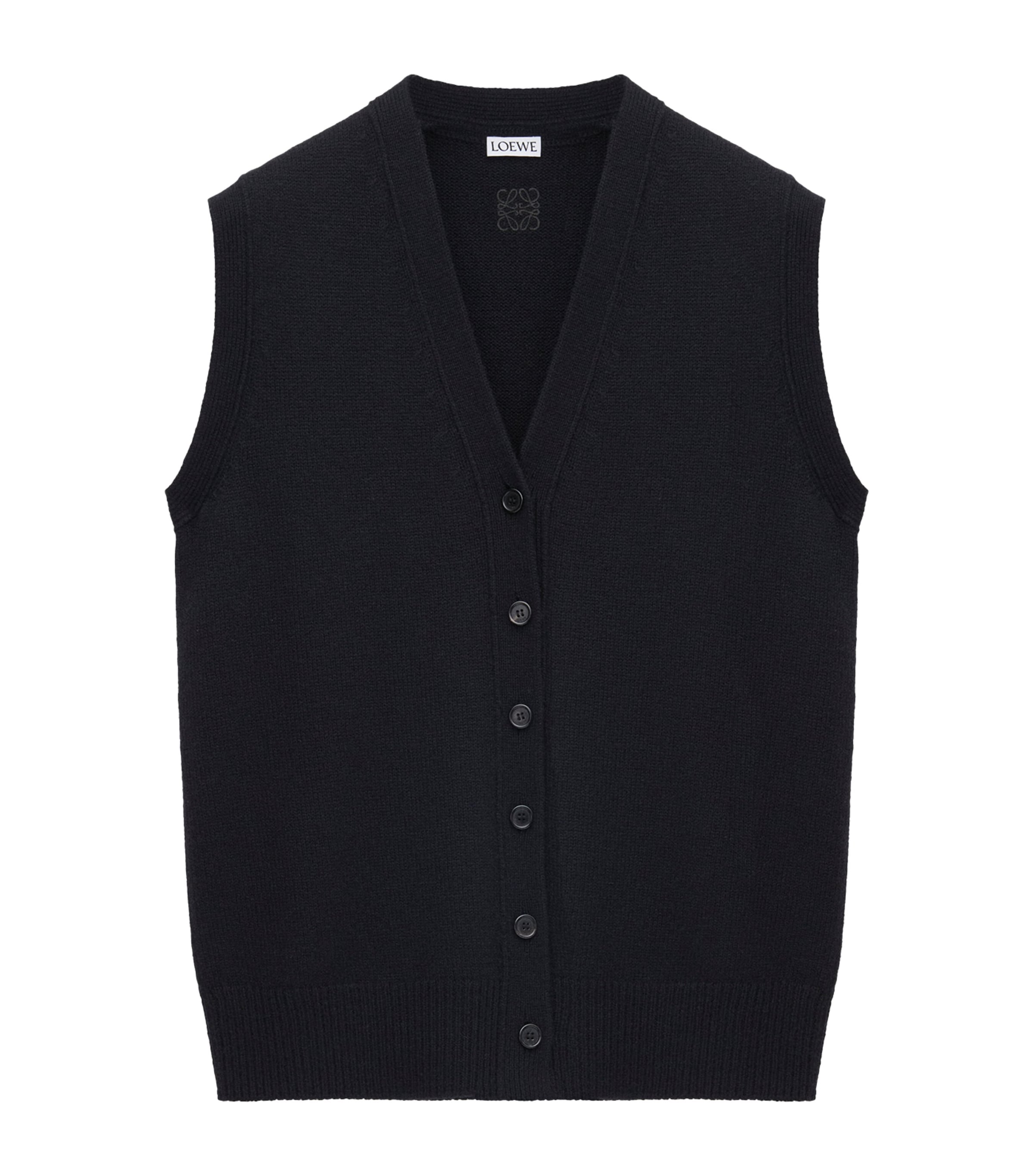 Loewe Wool Button-up Sweater Vest In Black