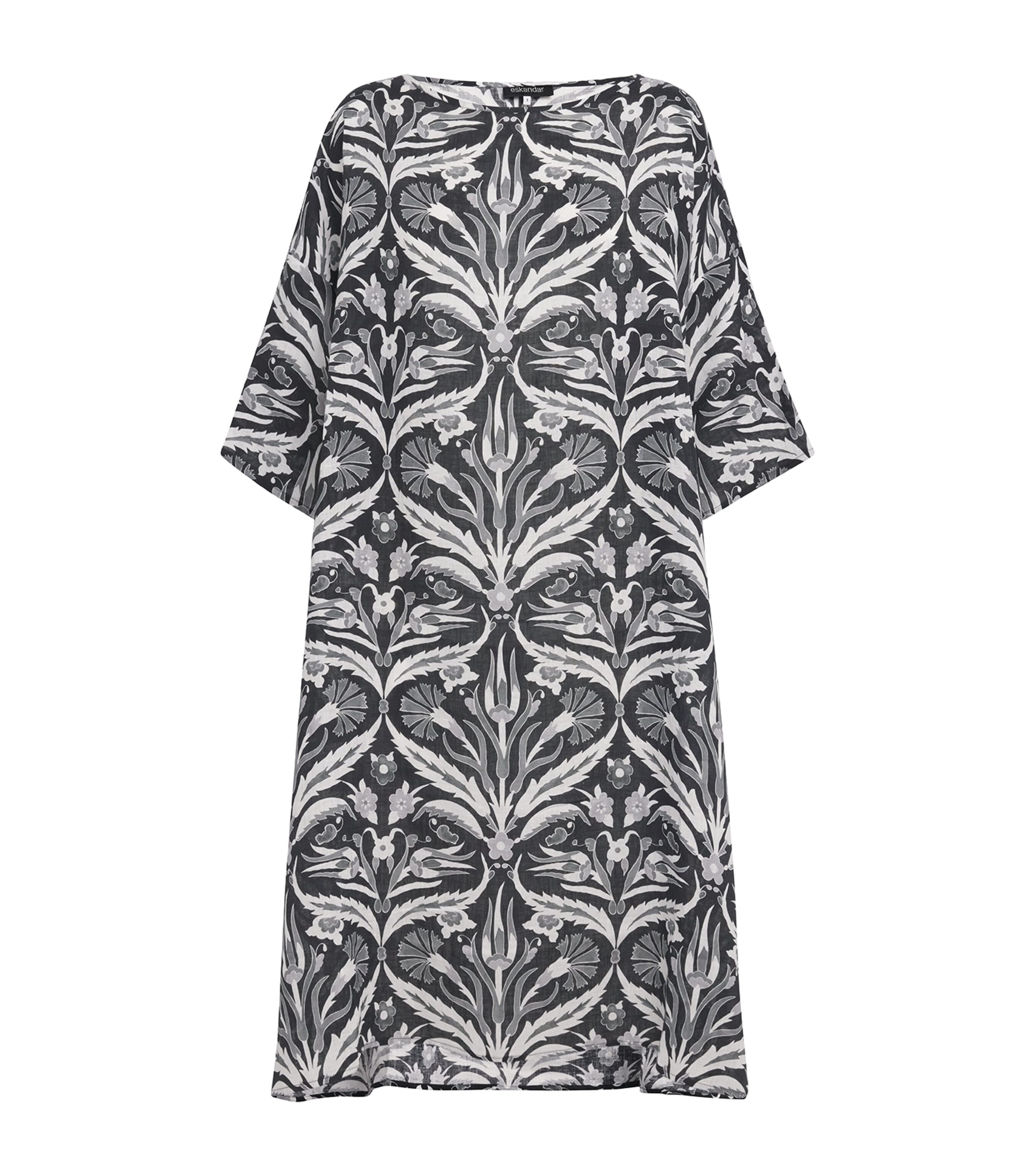 Eskandar Linen Floral Midi Dress