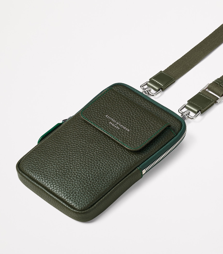 Leather Reporter Crossbody Phone Pouch FORESTGREEN Image 4
