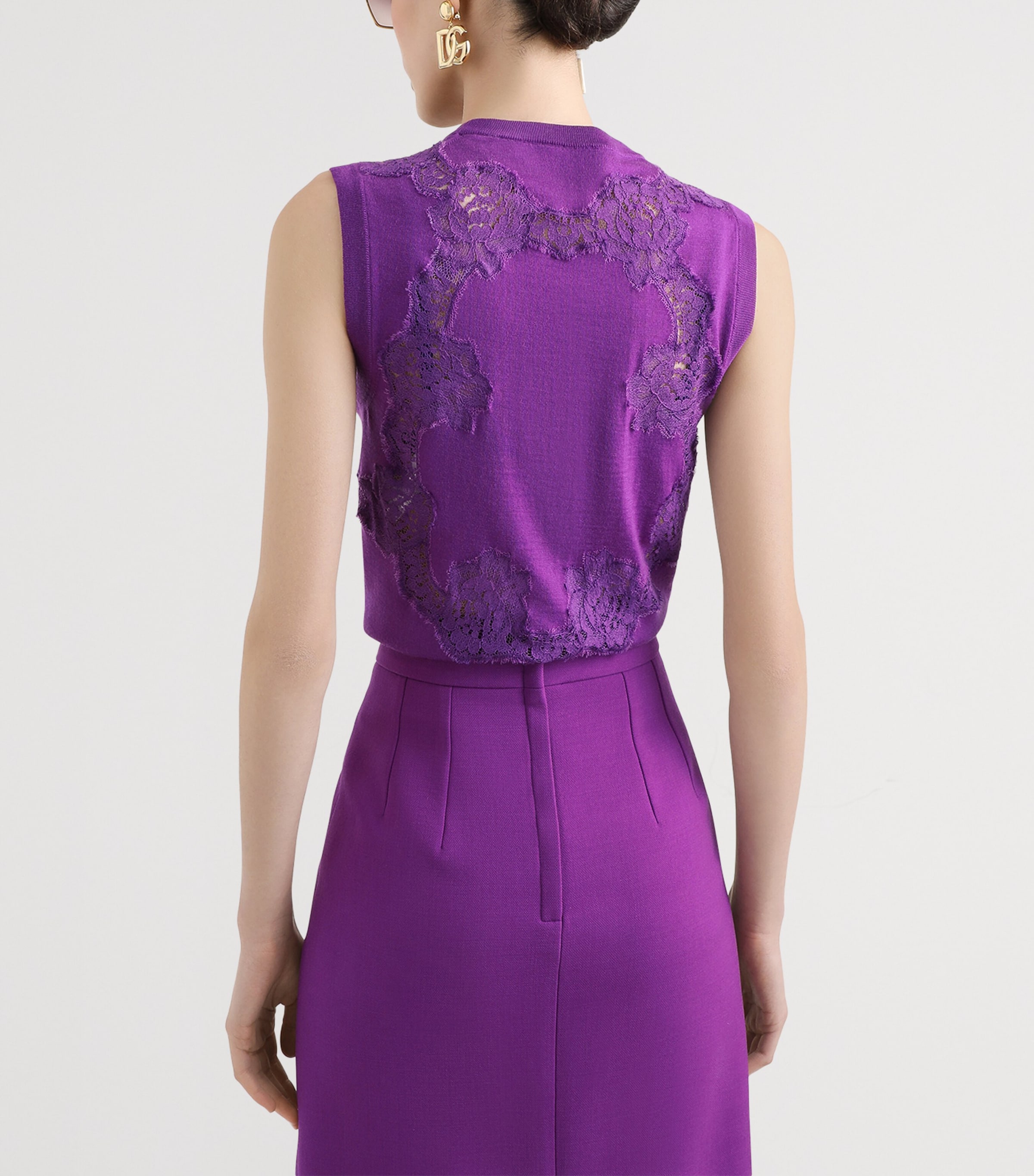 Wool and Lace Tank Top F0571-PURPLE Image 4