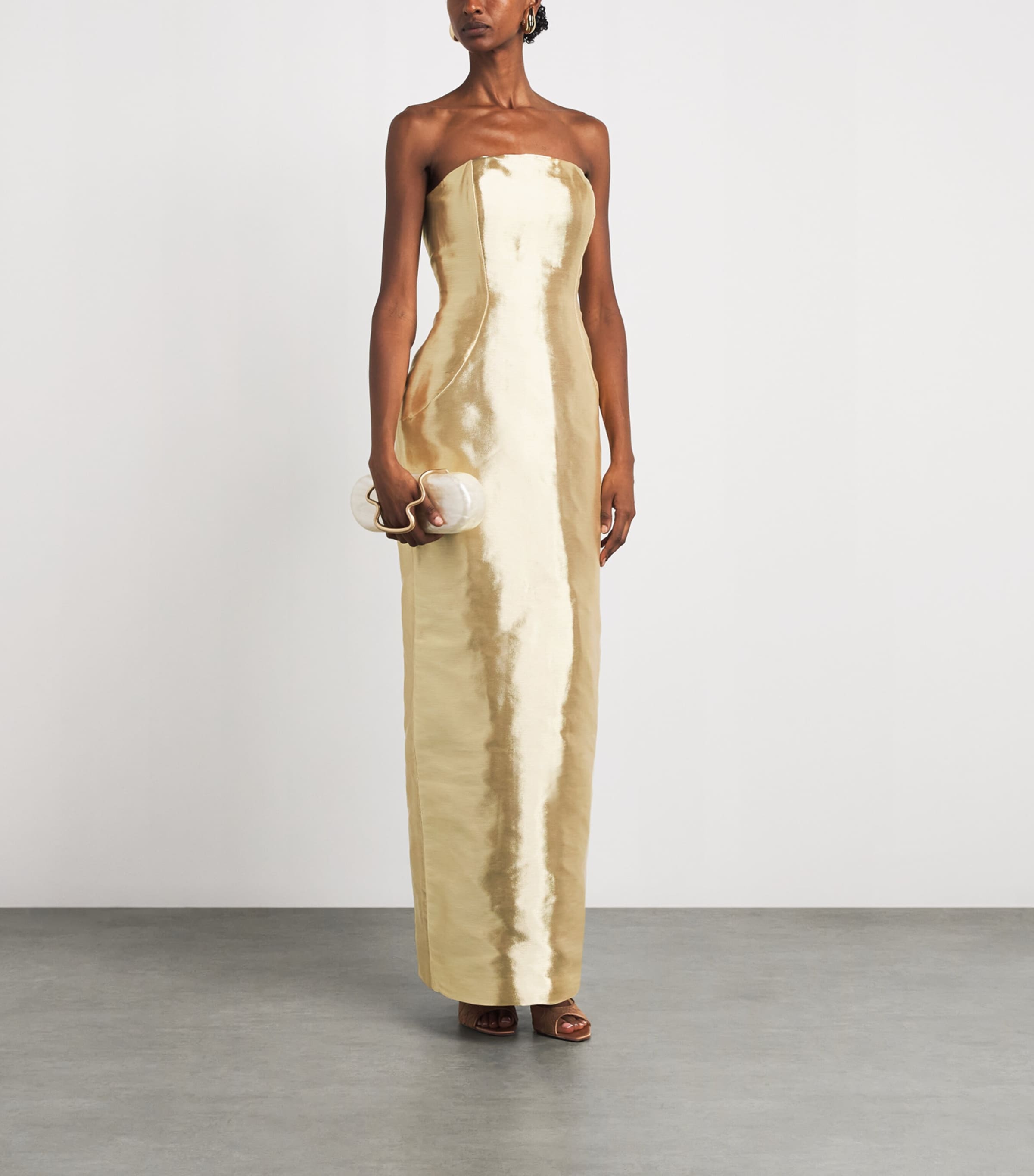 Cult Gaia Womens Satin Strapless Ficklin Gown Gold Image 2