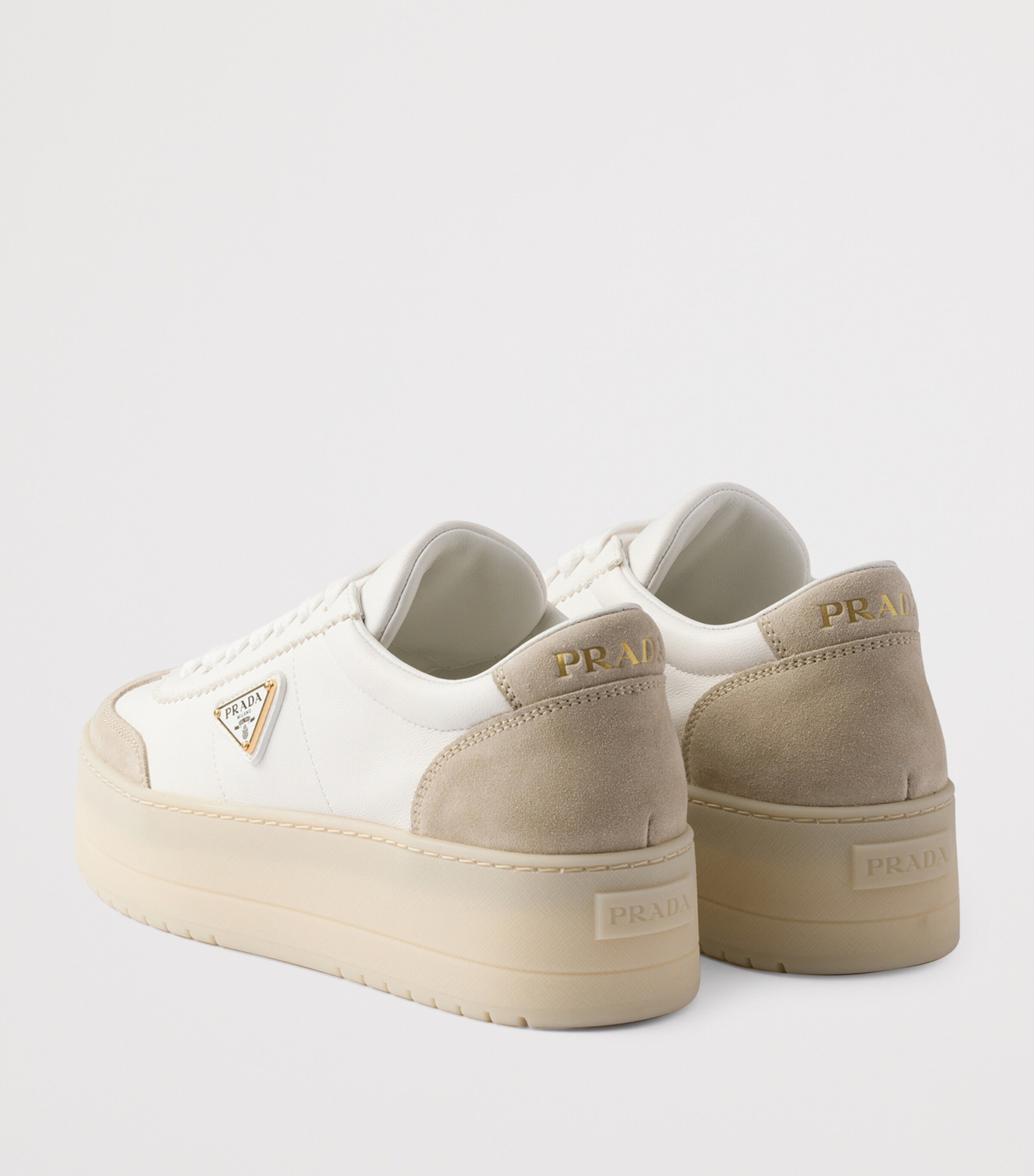 Prada Leather-Suede Downtown Bold Sneakers Image 4