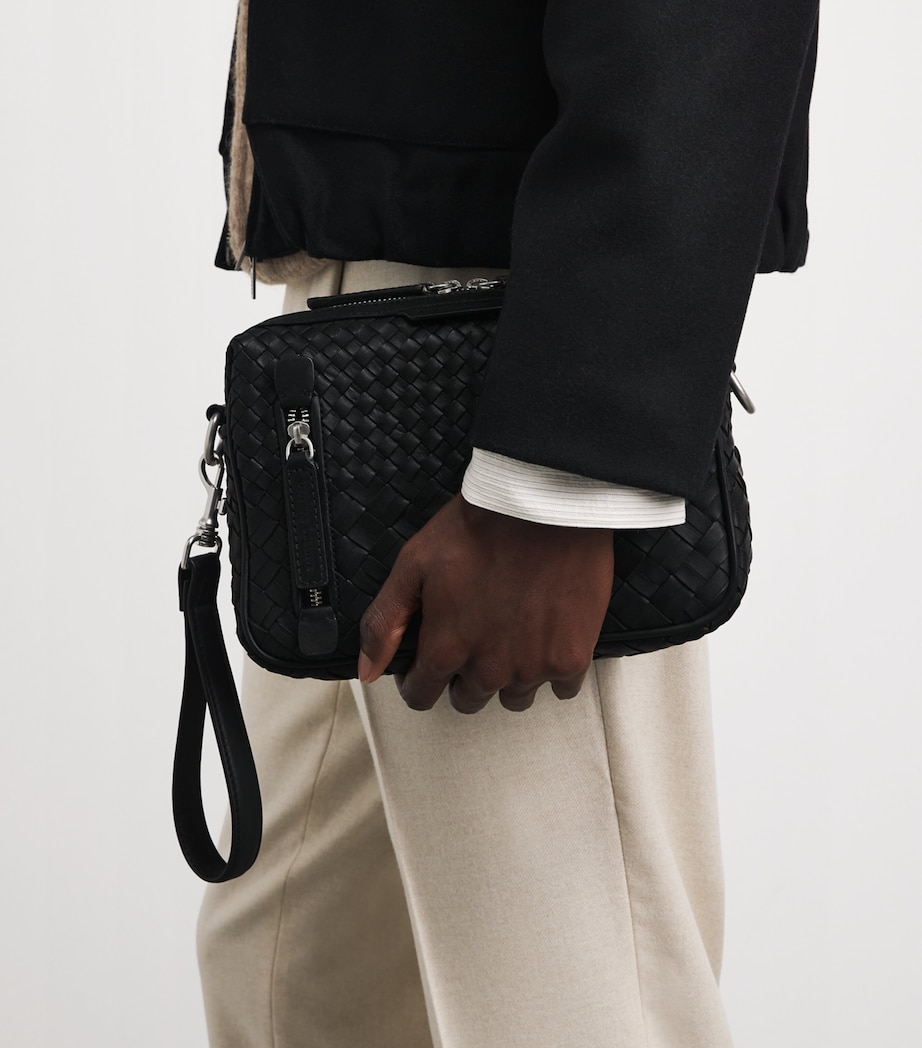 Officine Creative Leather Woven Armor Pouch Nero Image 4