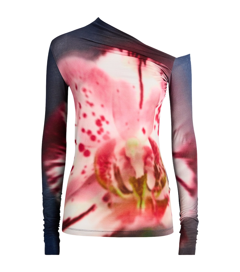 Stretch-Cotton Printed Top DARK GREY Image 1