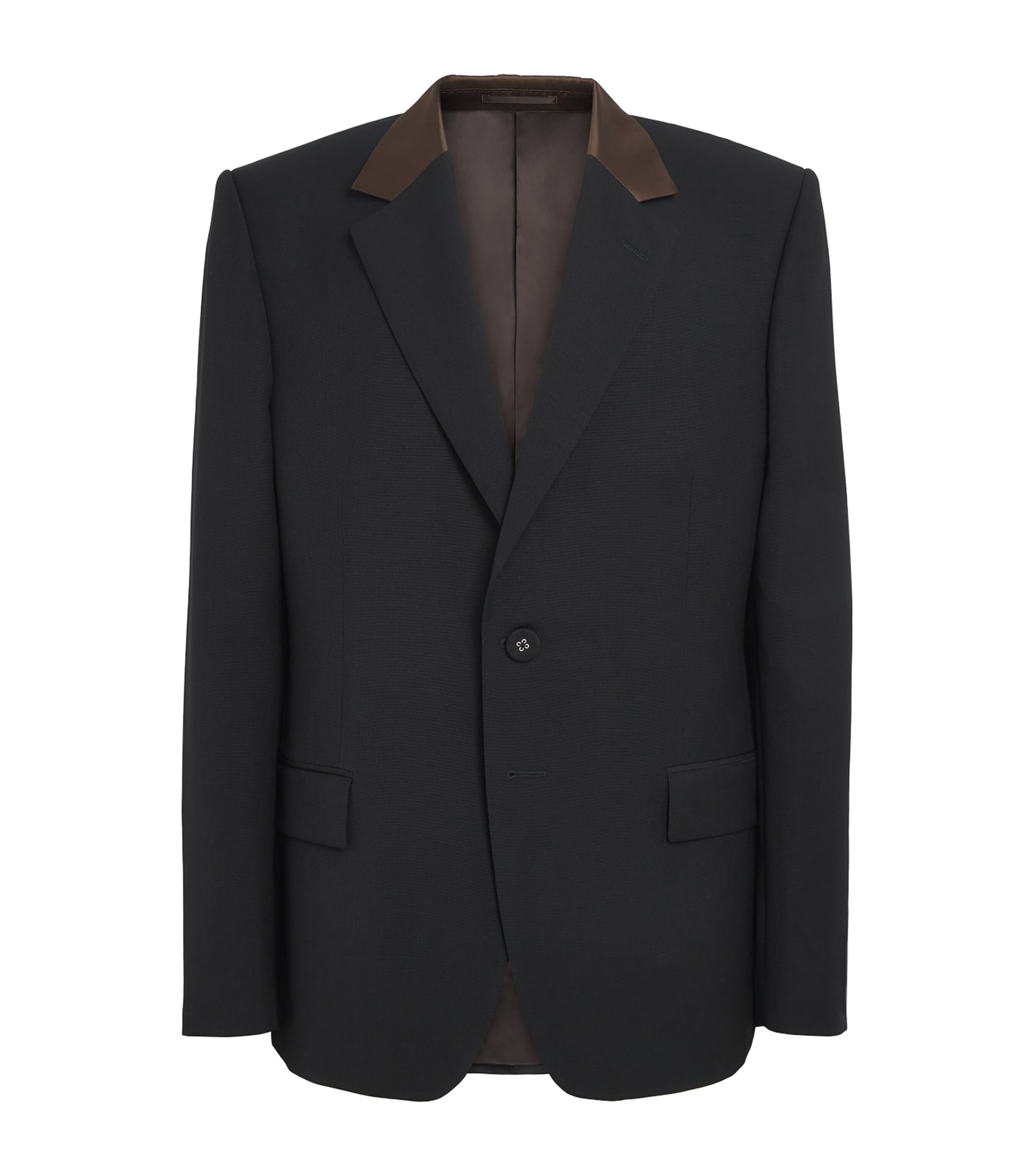 Wales Bonner Mens Virgin Wool Alto Blazer Black / Brown Image 1