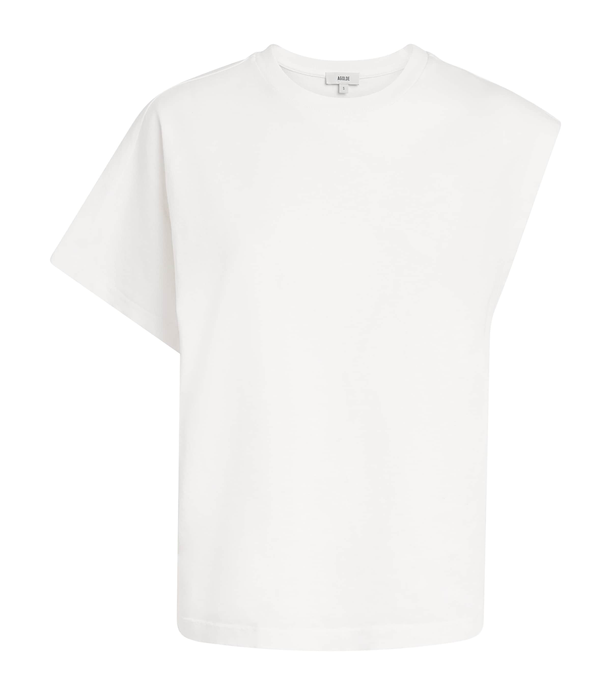 Agolde Cotton Corrine Asymmetrical T-shirt In White