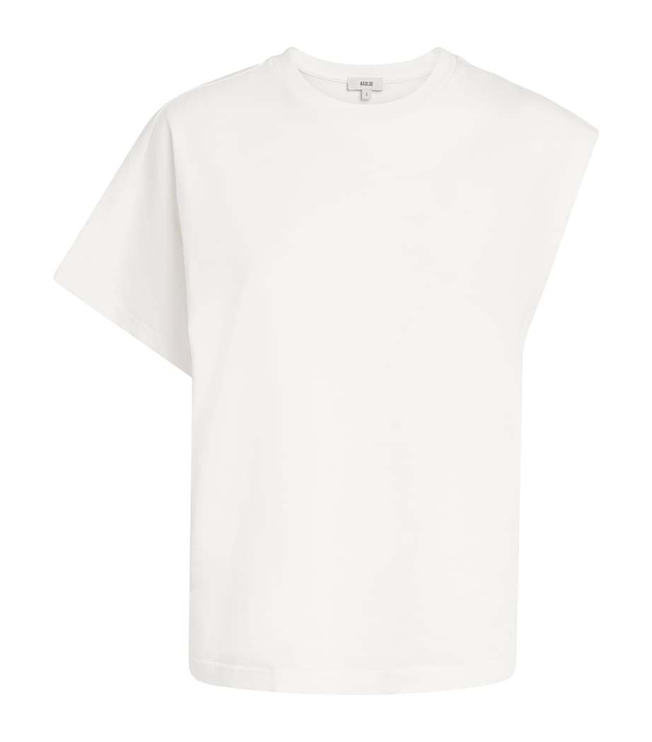 AGOLDE Womens Cotton Corrine Asymmetric T-Shirt White Image 1