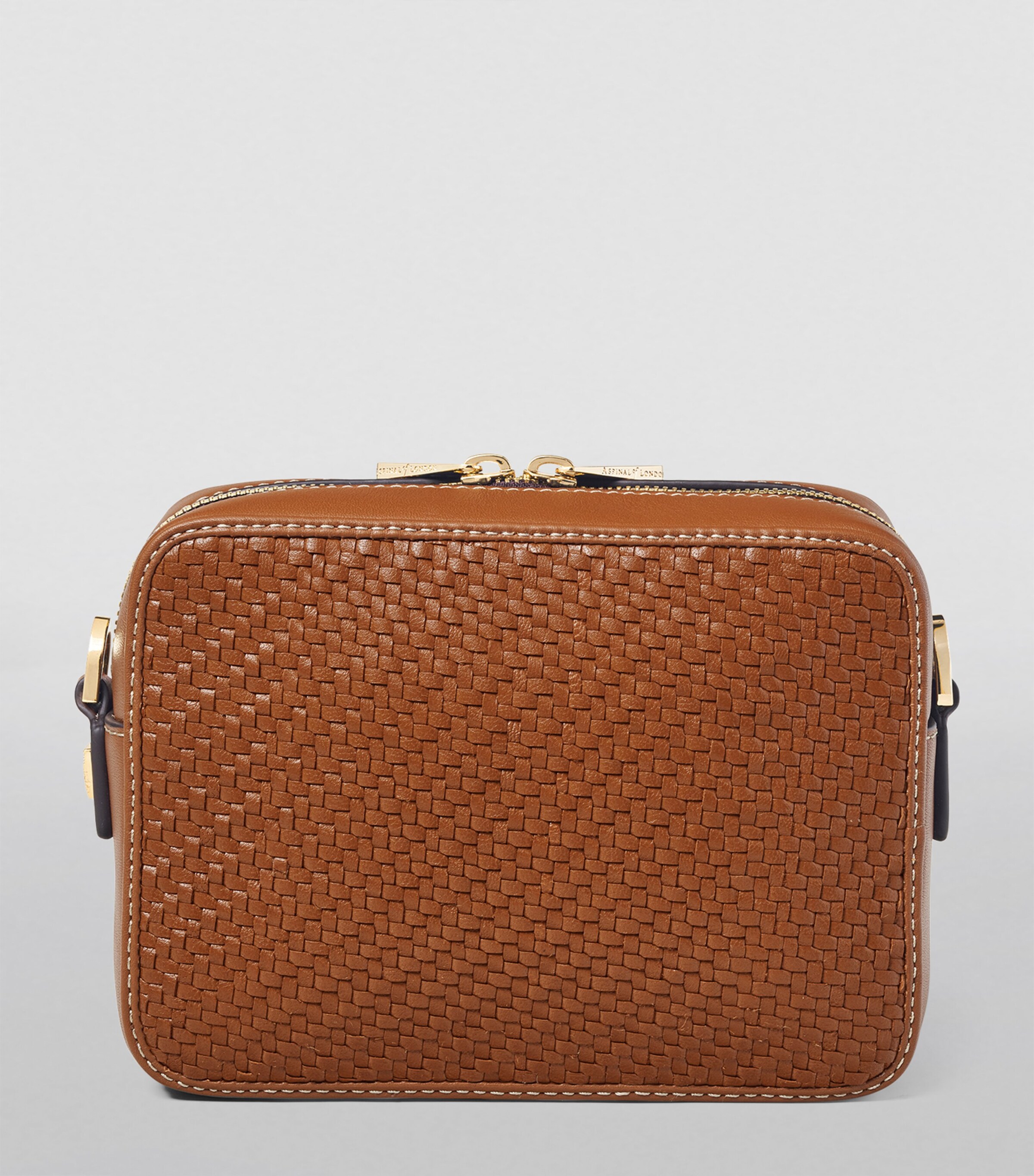 Aspinal Of London Leather Woven Camera Bag Tan Image 3