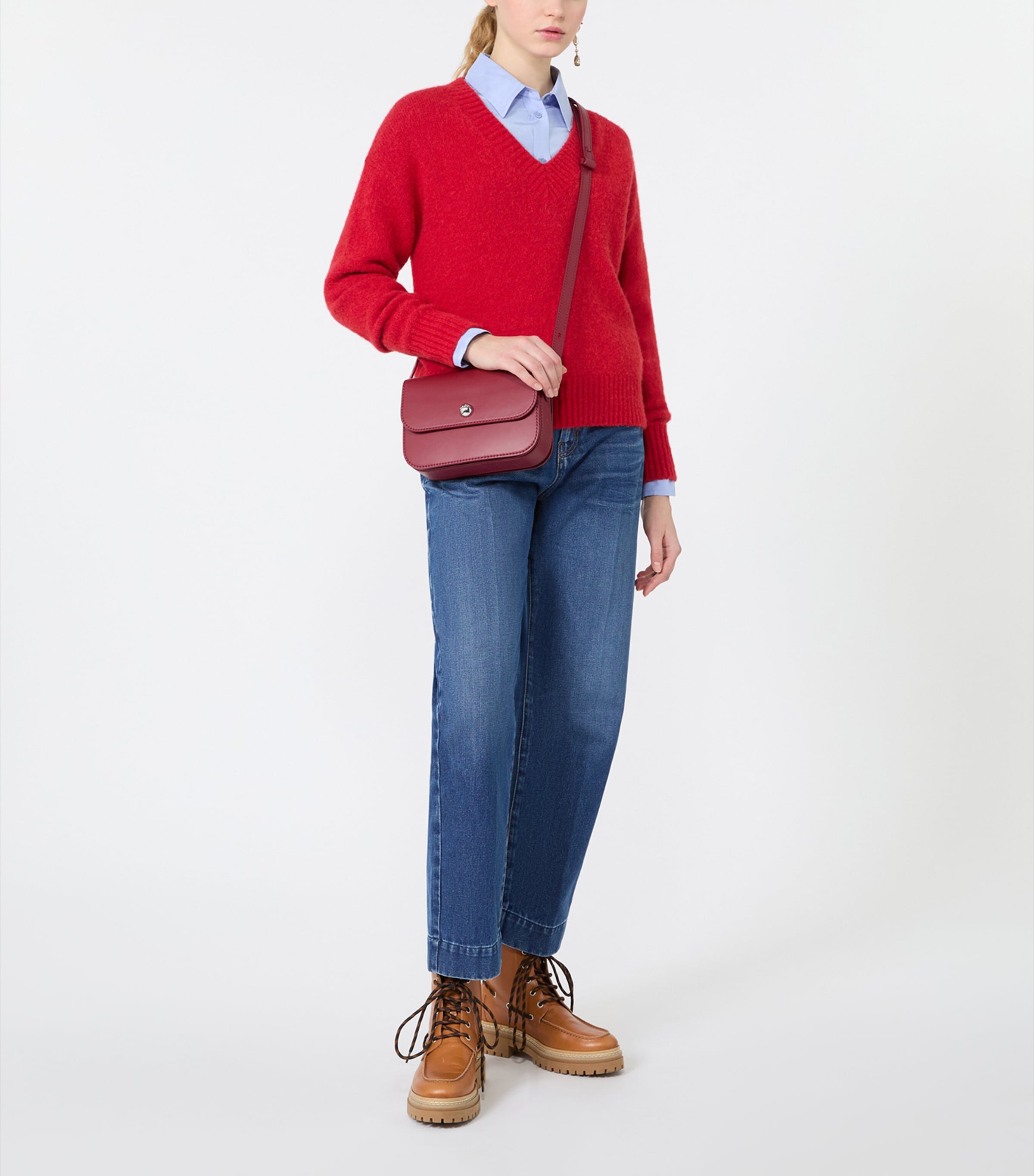 Weekend Max Mara Womens Alpaca-Blend V-Neck Sweater Red Image 2