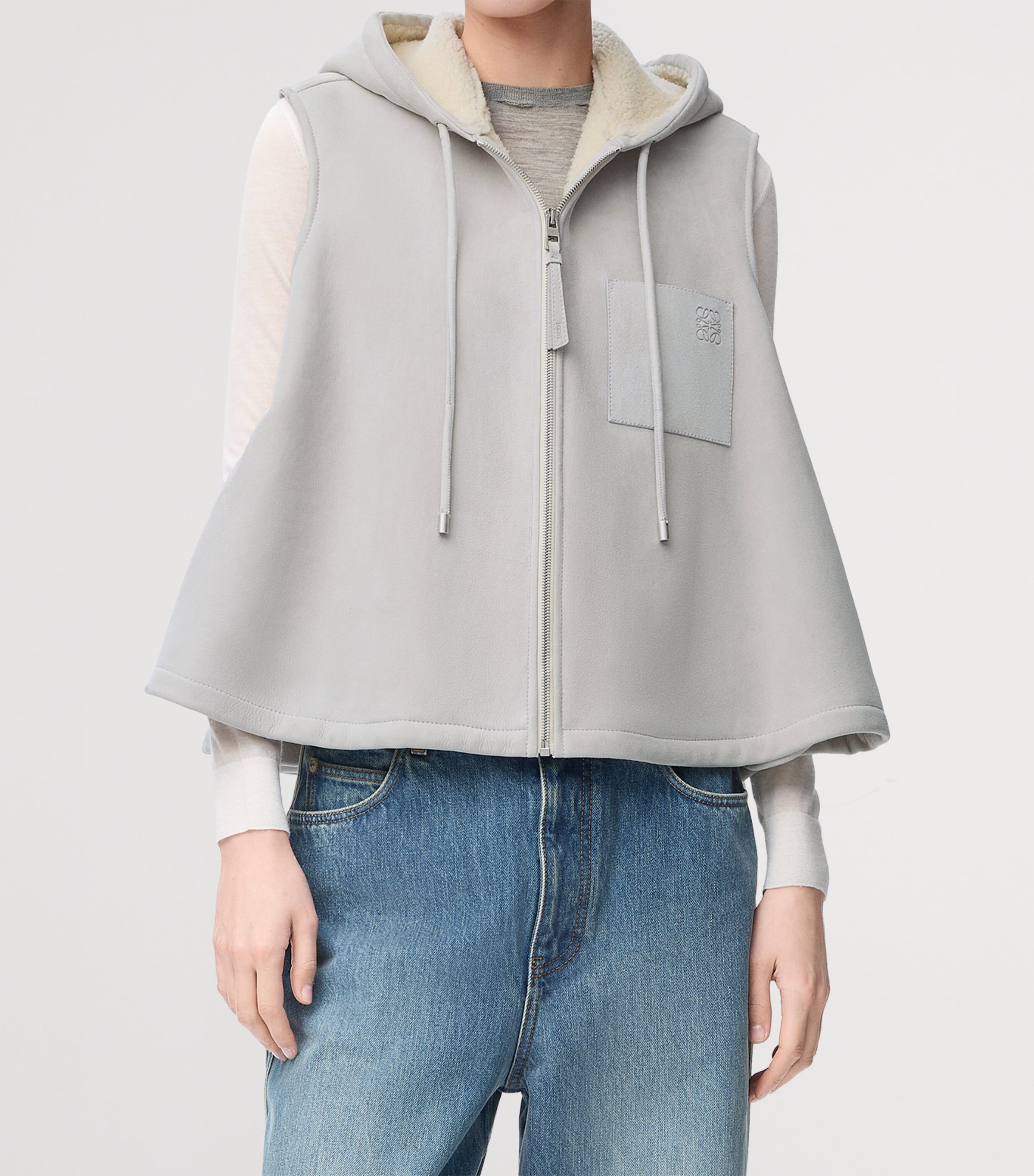 Lambskin Gilet LIGHT GREY MELANGE Image 2