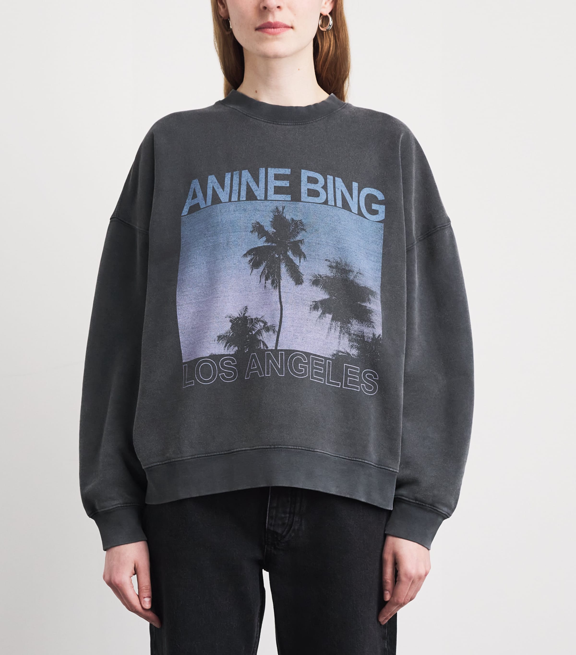 ANINE BING Womens Cotton Miles Sweatshirt Washed Grey Image 4