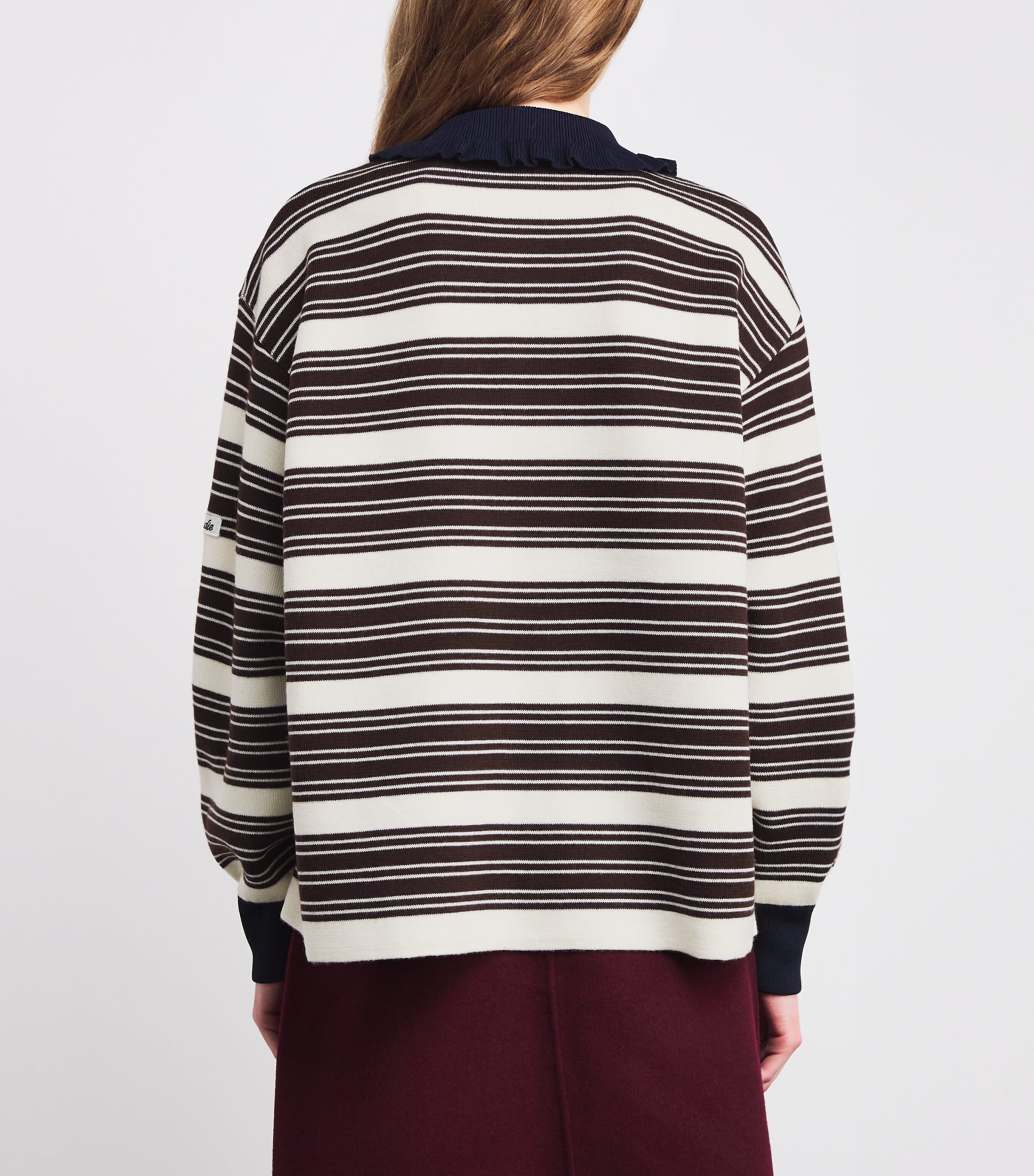 Knitted Stripe Polo Shirt BROWN Image 4
