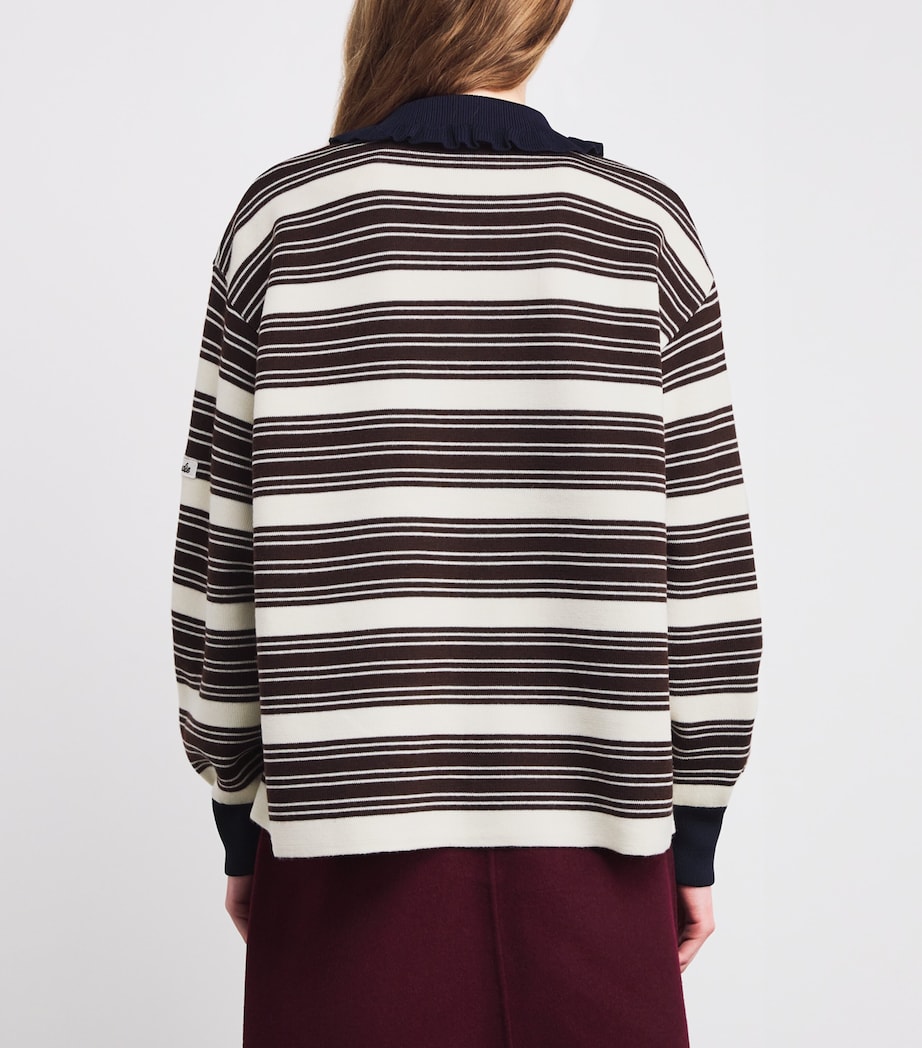 Knitted Stripe Polo Shirt BROWN Image 4