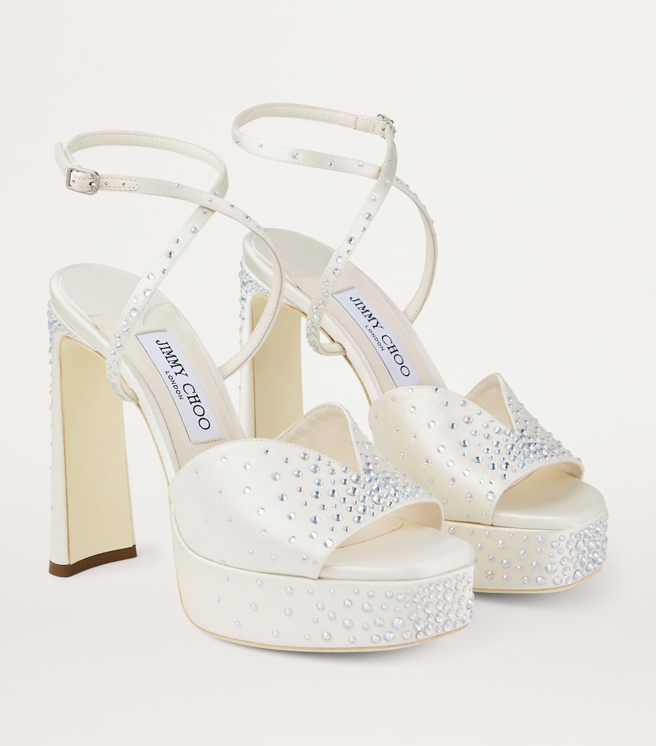 Karli 125 Satin Platform Sandals IVORY/CRYSTAL Image 5