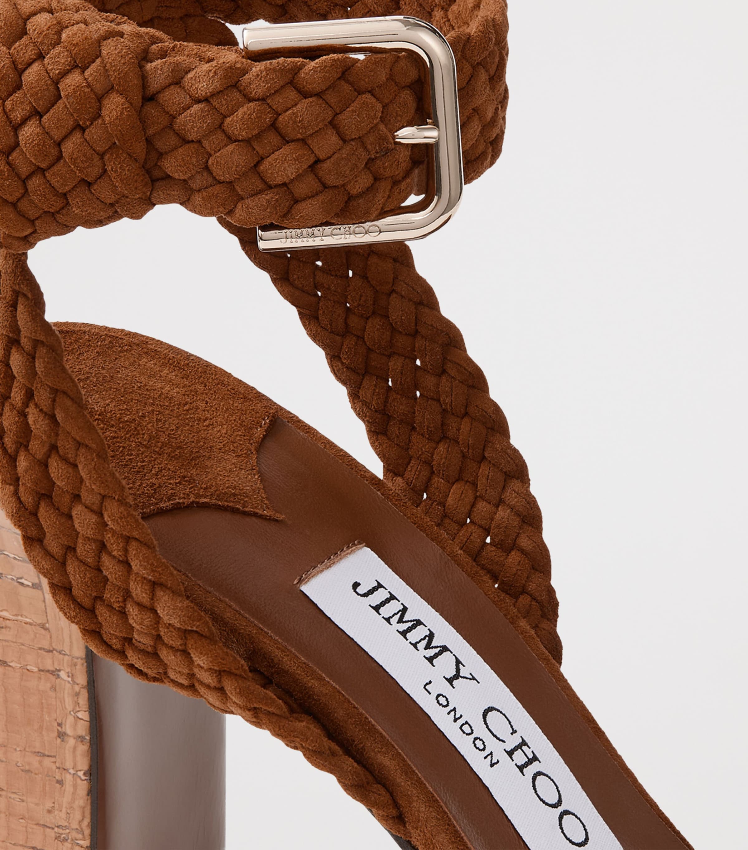 Jimmy Choo Rori 85 Suede Braided Sandals Tan/toasty Image 5