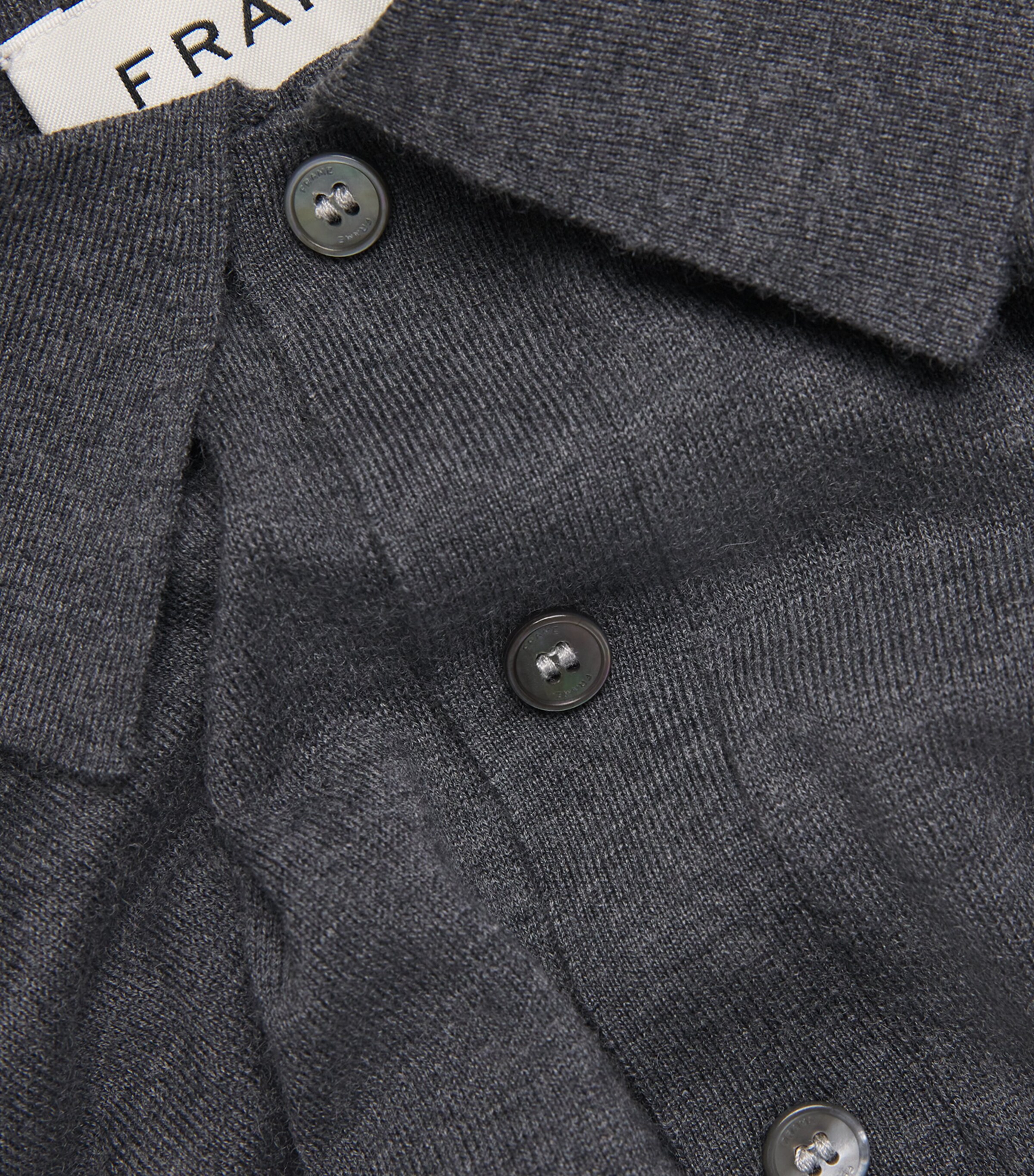 FRAME Mens Wool-Cashmere Long-Sleeve Polo Shirt Grym Image 5