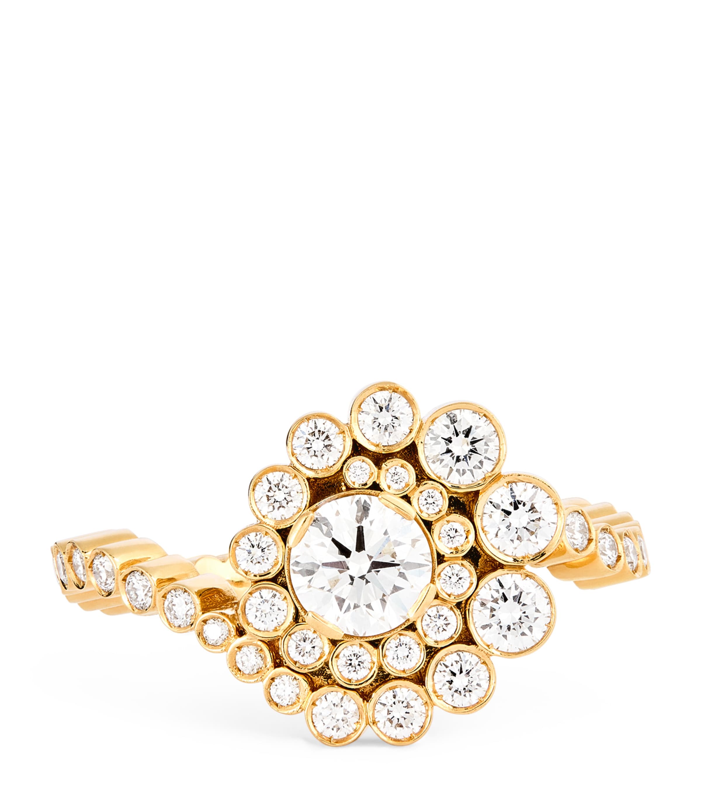 Sophie Bille Brahe Yellow Gold And Diamond Plateau Ring In Gold