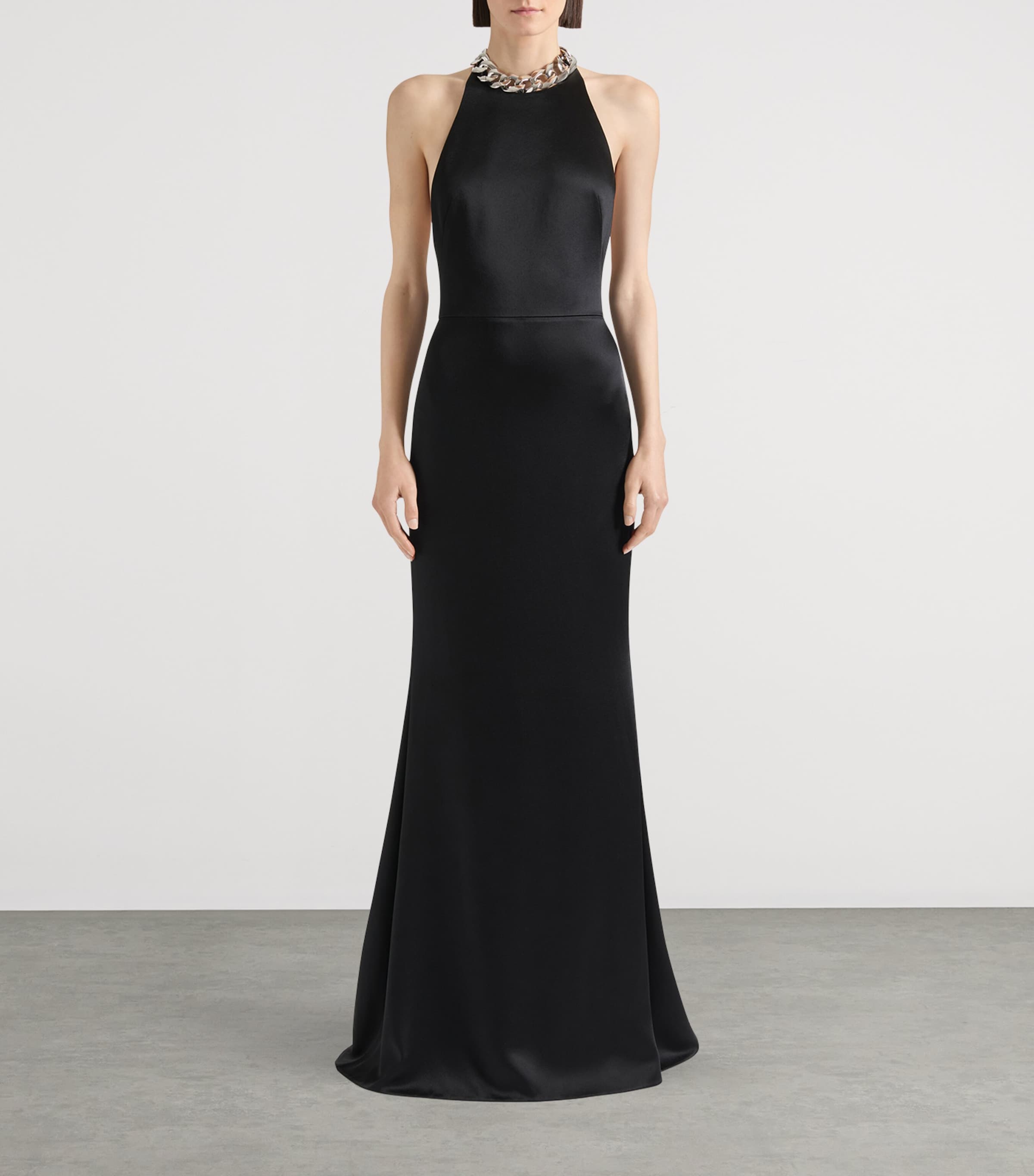 Satin Halterneck Dress BLACK Image 2