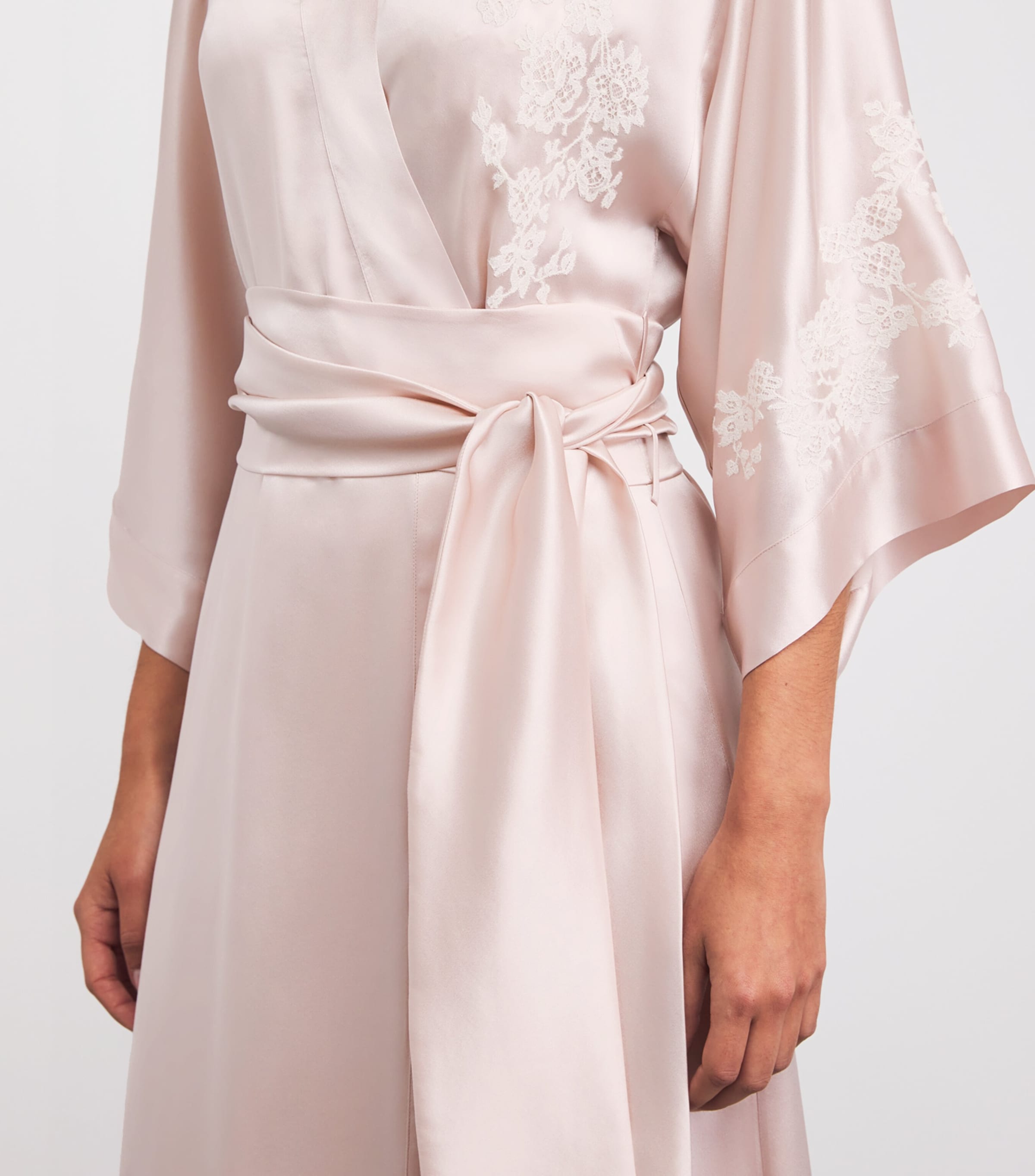 Carine Gilson Womens Silk Lace-Trim Julia Kimono Silverpink/naturel Image 3