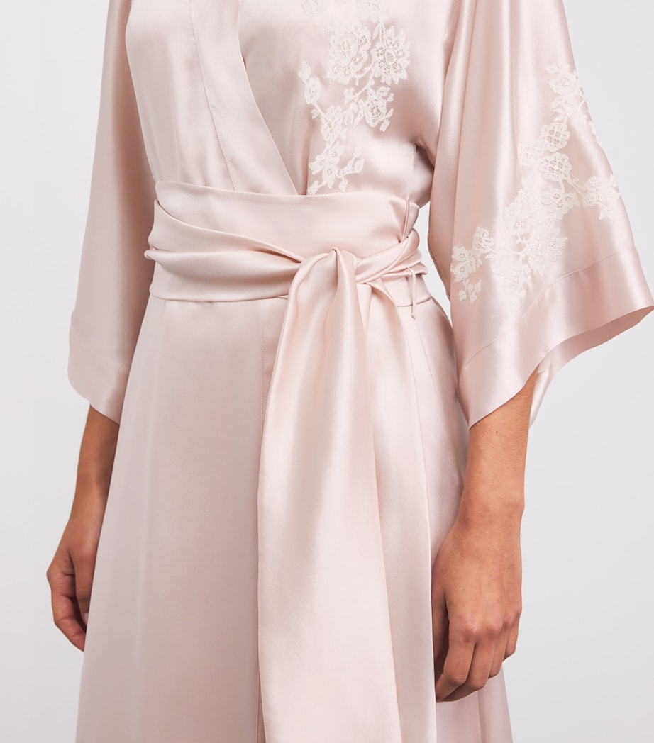 Carine Gilson Womens Silk Lace-Trim Julia Kimono Silverpink/naturel Image 3