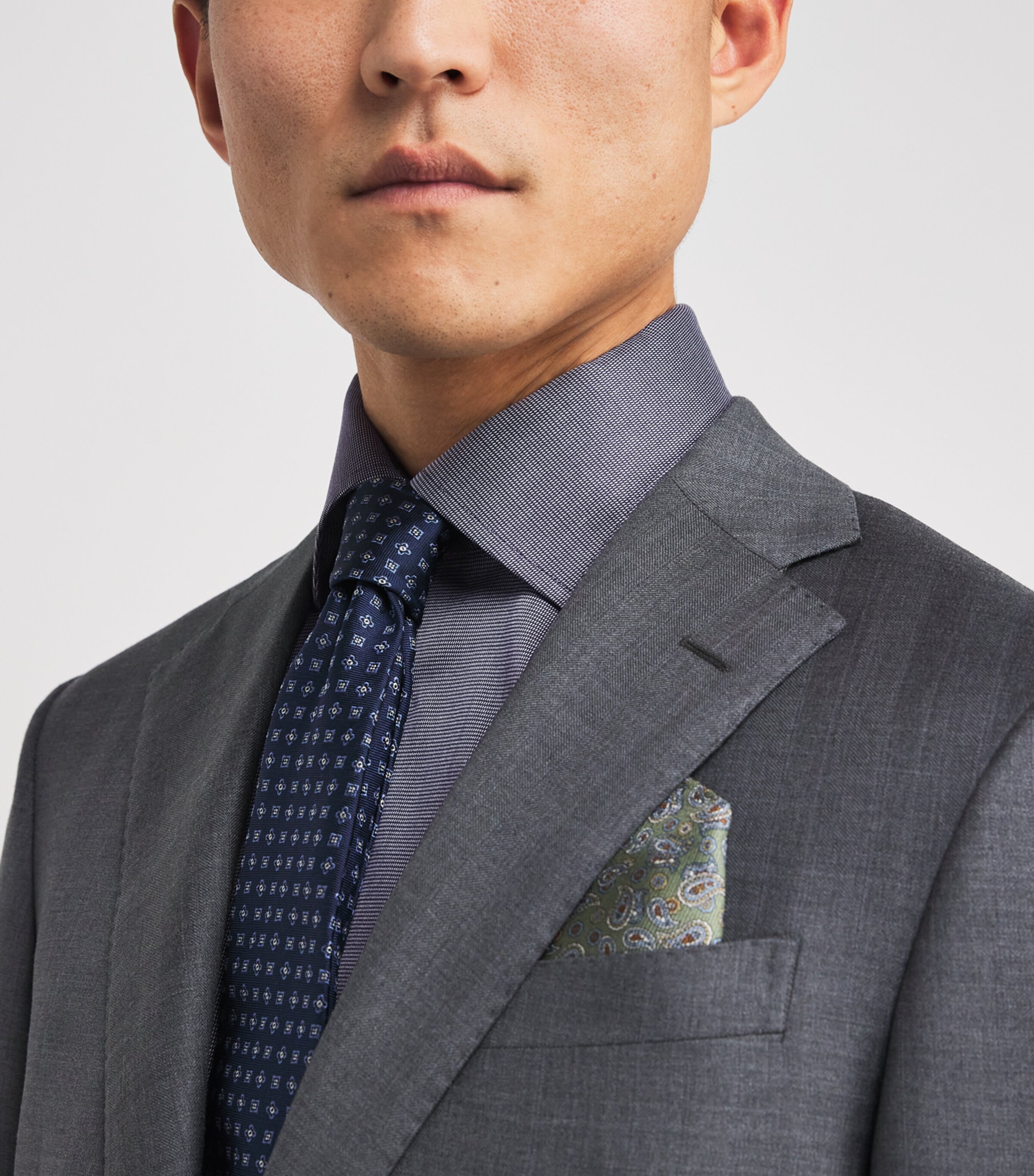 Cotton Twill Puppytooth Slim Shirt 28 NAVY BLUE Image 6