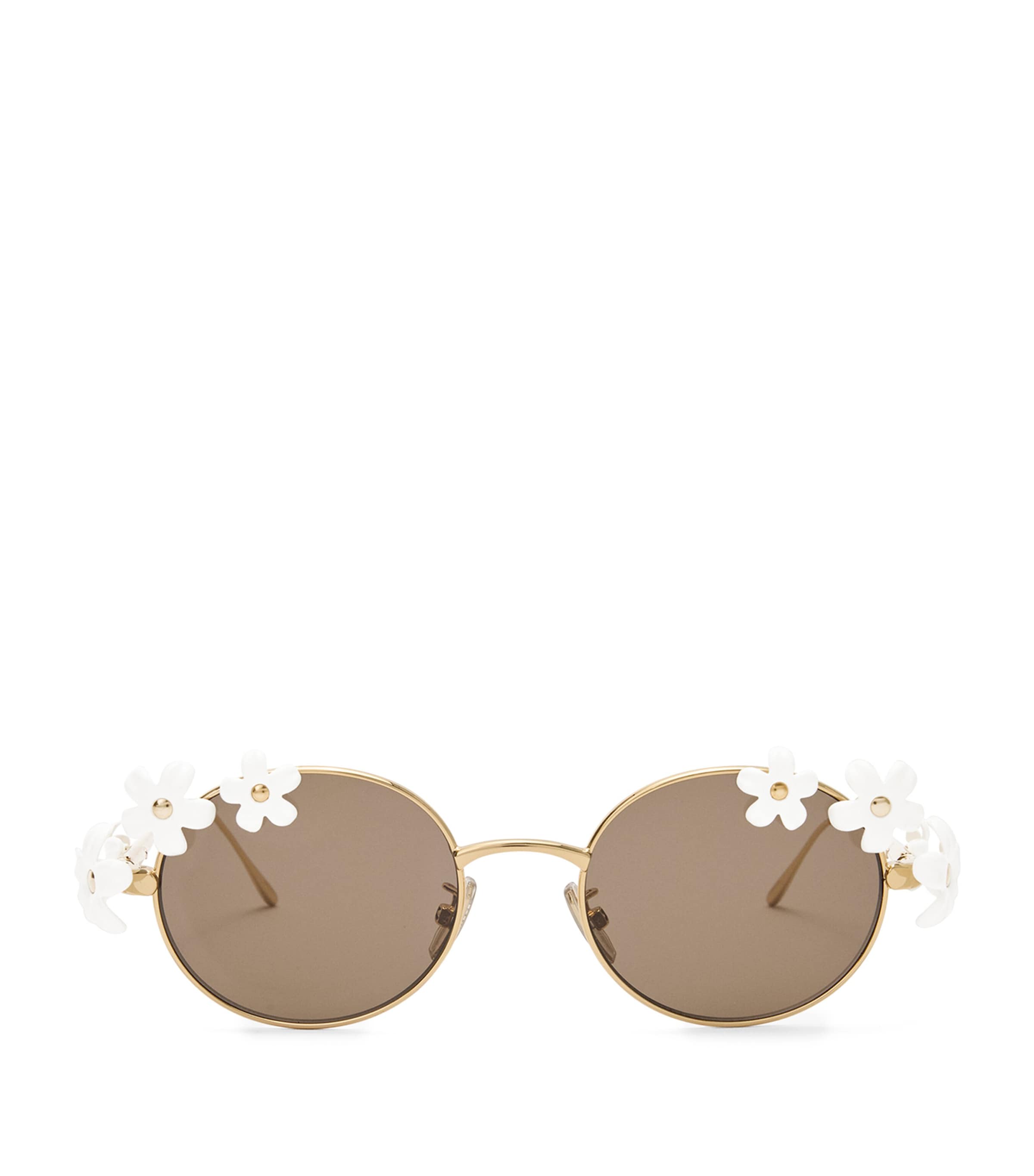 Loewe Daisy Field Round-frame Metal Sunglasses In Gold