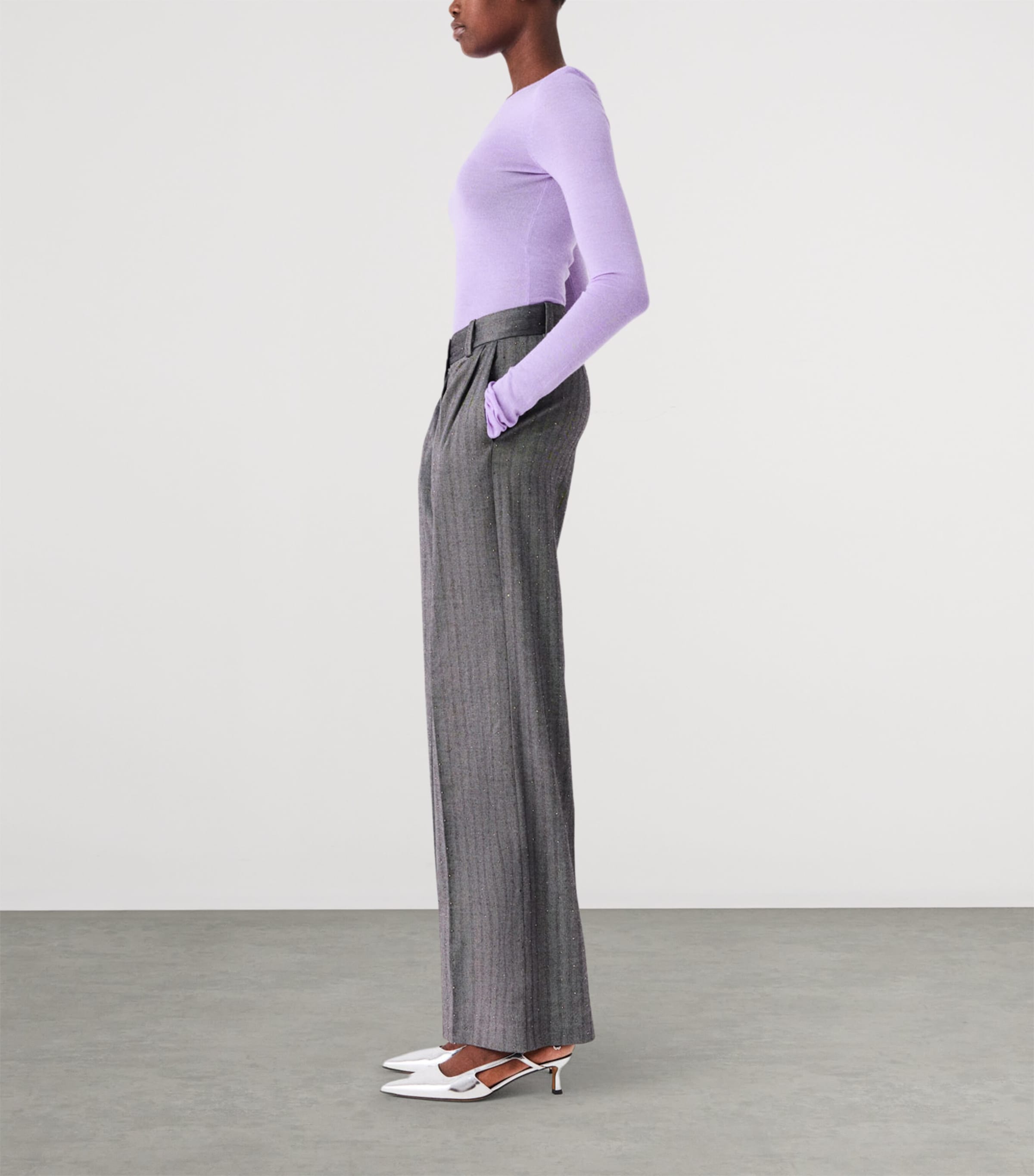 Maje Womens Wool Crew-Neck Sweater Parma Violet Image 5