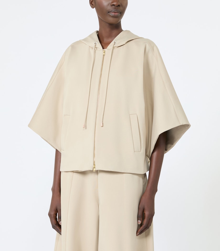 Max Mara Womens Technical Jersey Cropped Hoodie Stone Image 3