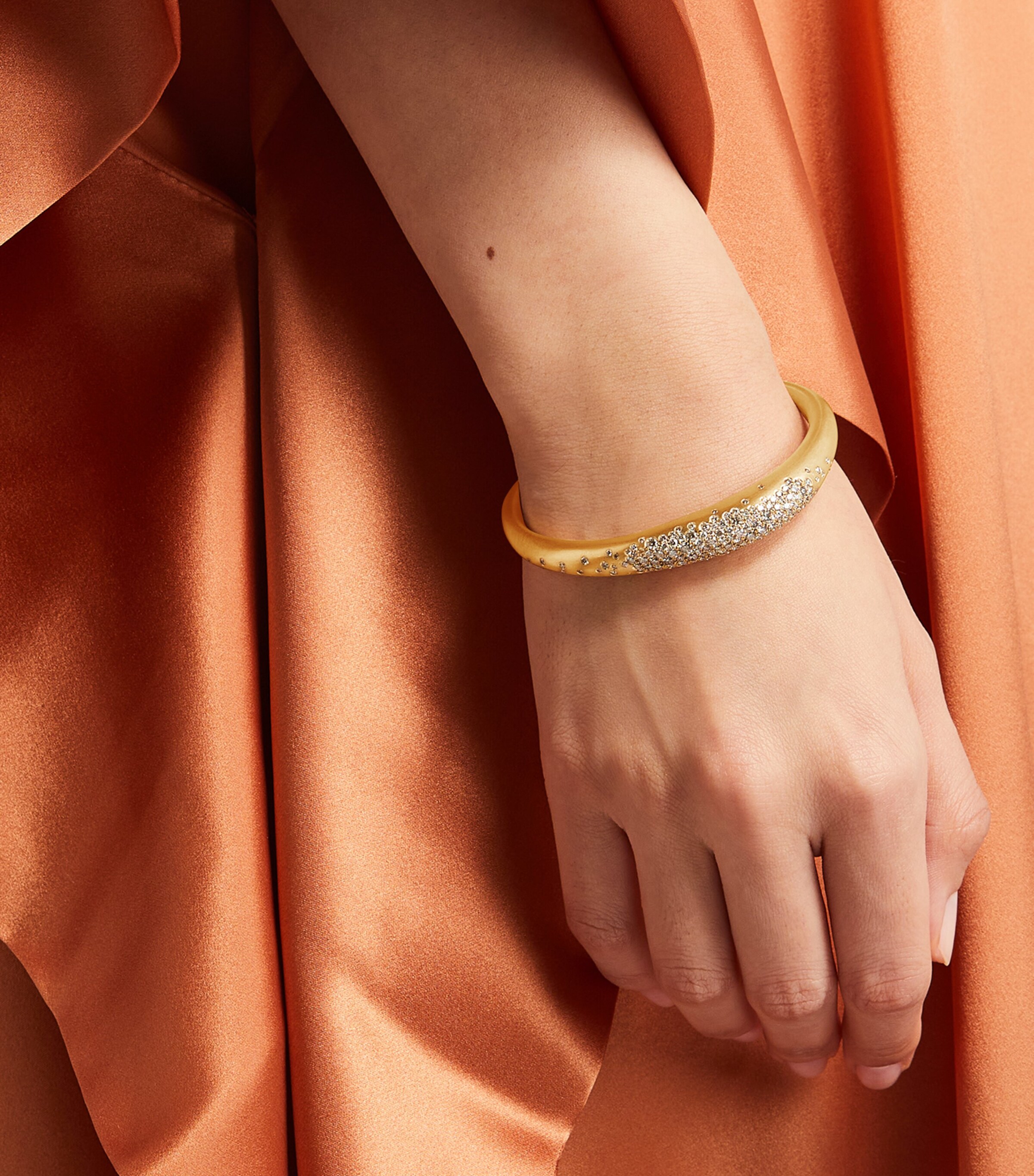 Small Yellow Gold and Champagne Diamond My Muse Urban Winter Bangle YELLOW GOLD Image 2