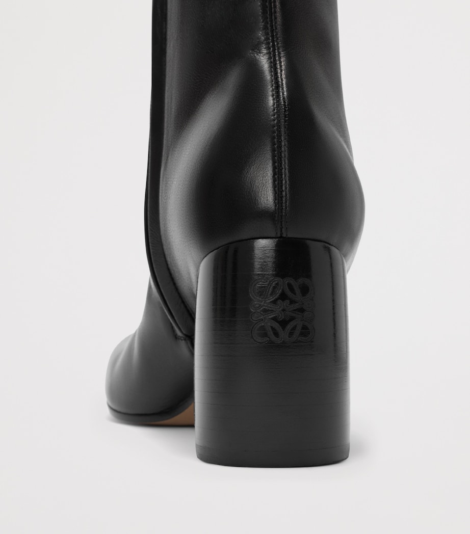 LOEWE Leather Oval Heeled Ankle Boots 70 Black Image 4