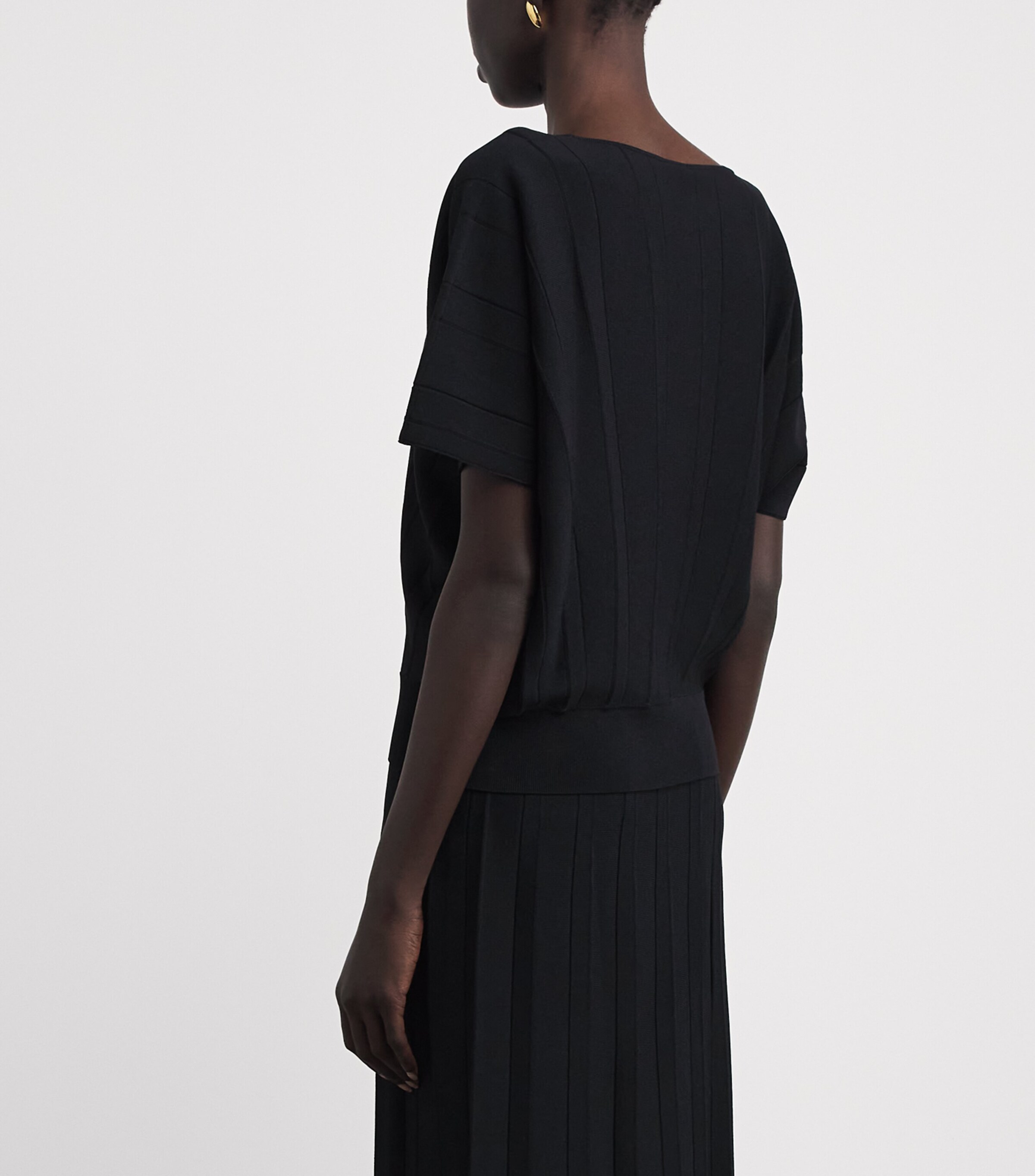 Falke Womens Plissé Boat-Neck Top Black Image 5
