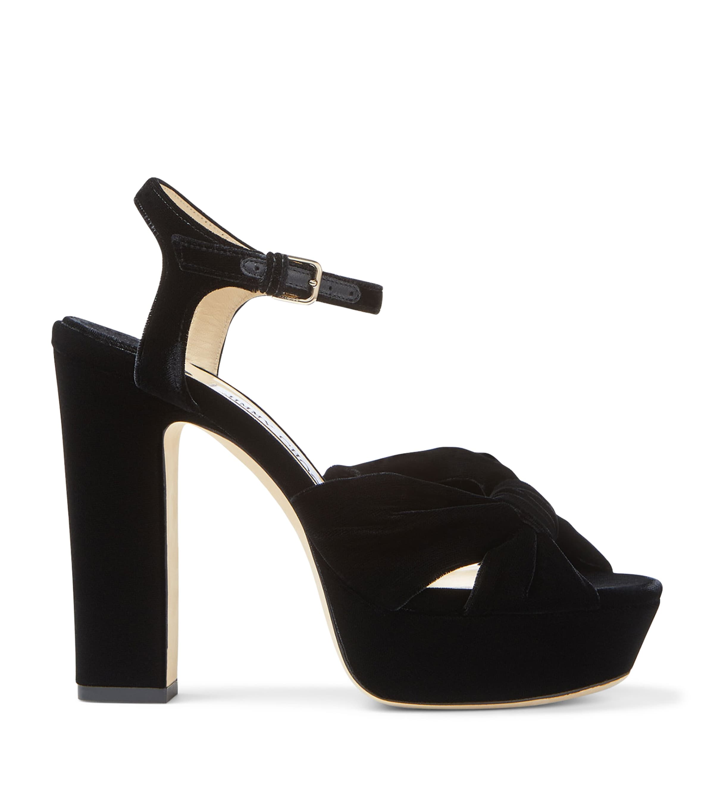 Jimmy Choo Heloise 120 Velvet Platform Sandals In Schwarz