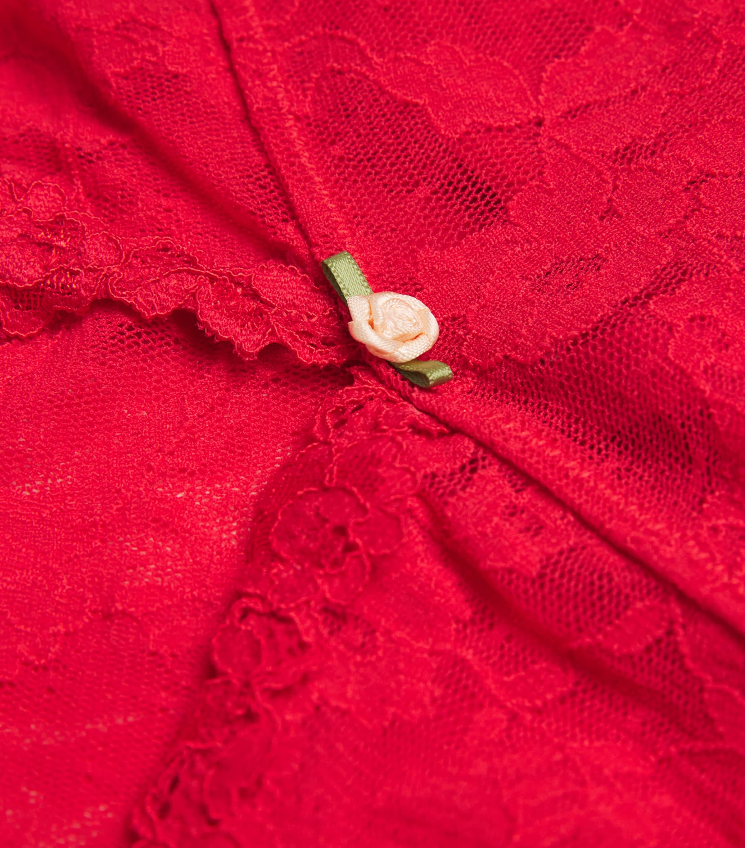 Stretch Lace Triangle Camisole and Shorts Set RED Image 4