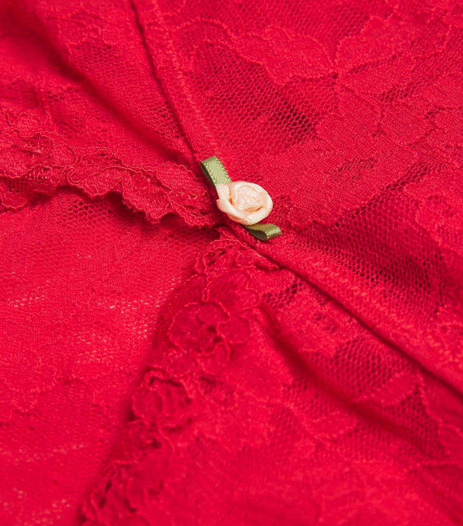 Stretch Lace Triangle Camisole and Shorts Set RED Image 4