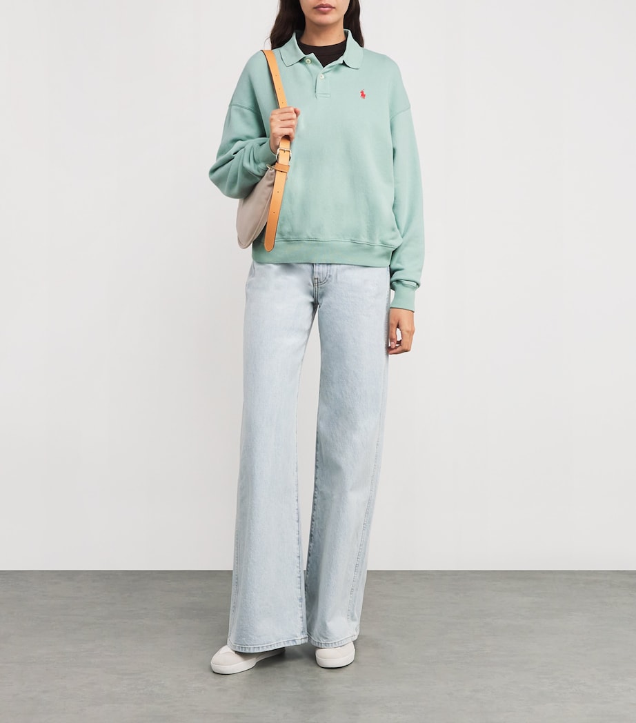 Fleece Polo Sweatshirt LIGHT/PASTEL GREEN Image 2