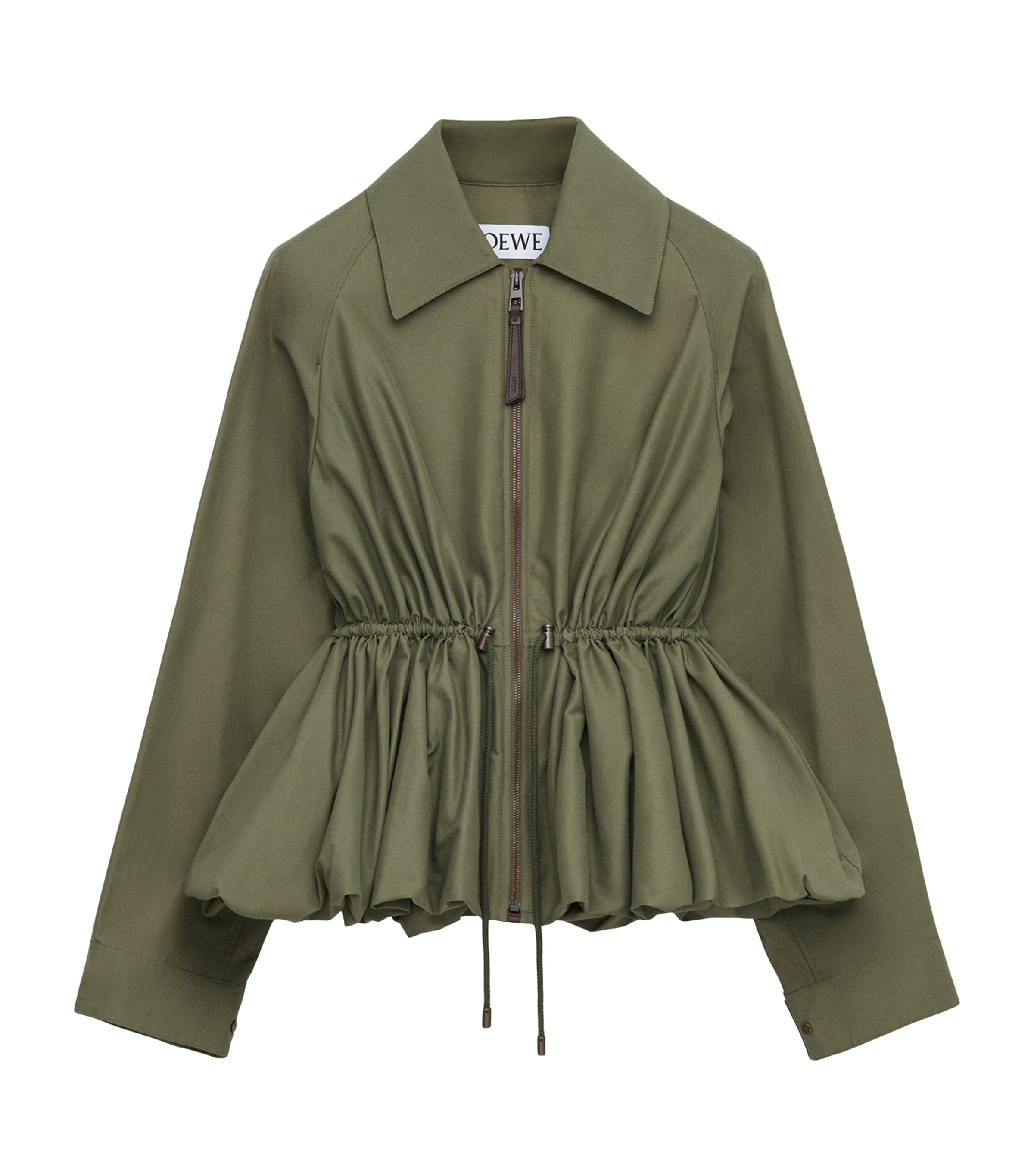 Loewe Ruched Cotton-blend Jacket In Green