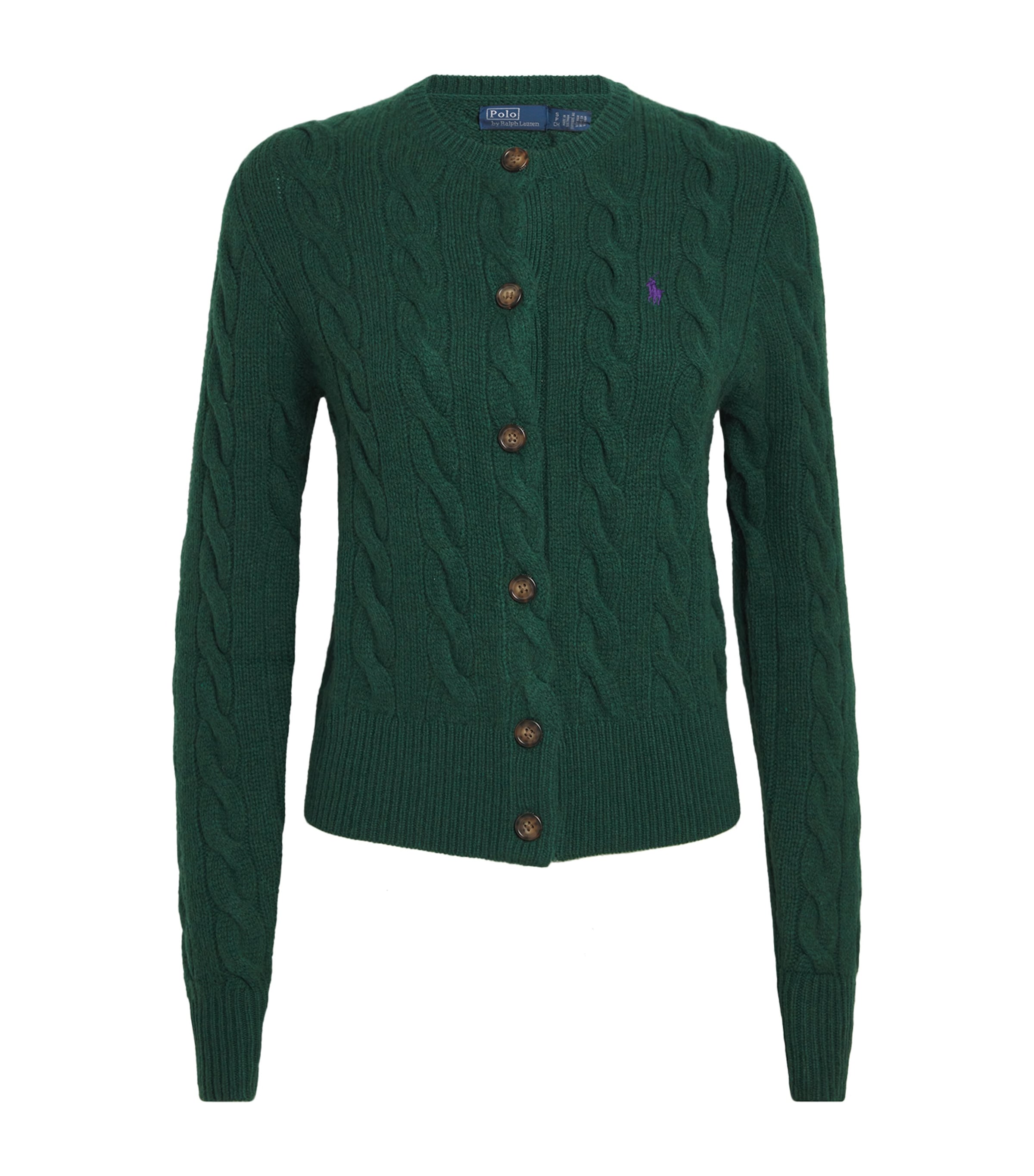 Polo Ralph Lauren Wool And Cashmere Cable-knit Cardigan In Green