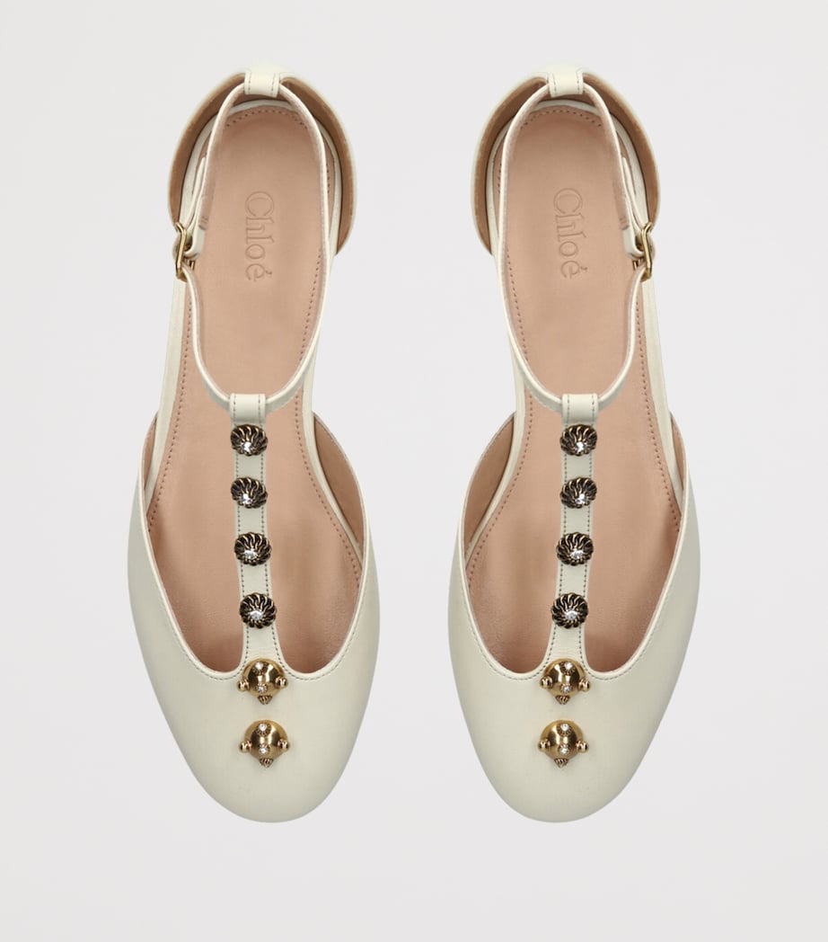 Embellished Celeste T-Bar Flats WHITE Image 4