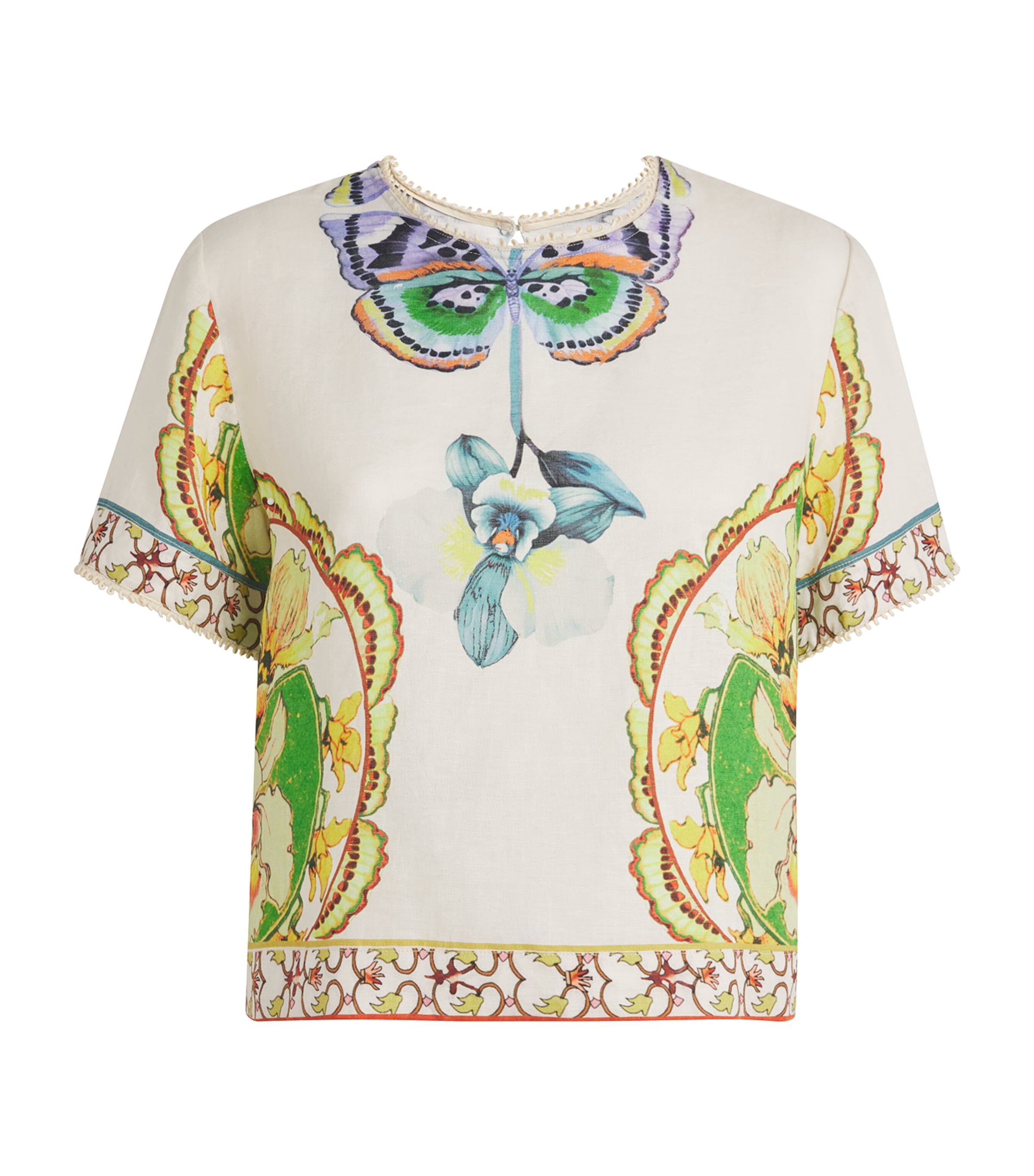 LUG VON SIGA Womens Linen Printed Dakota Top Offwhite Multicolor Image 1