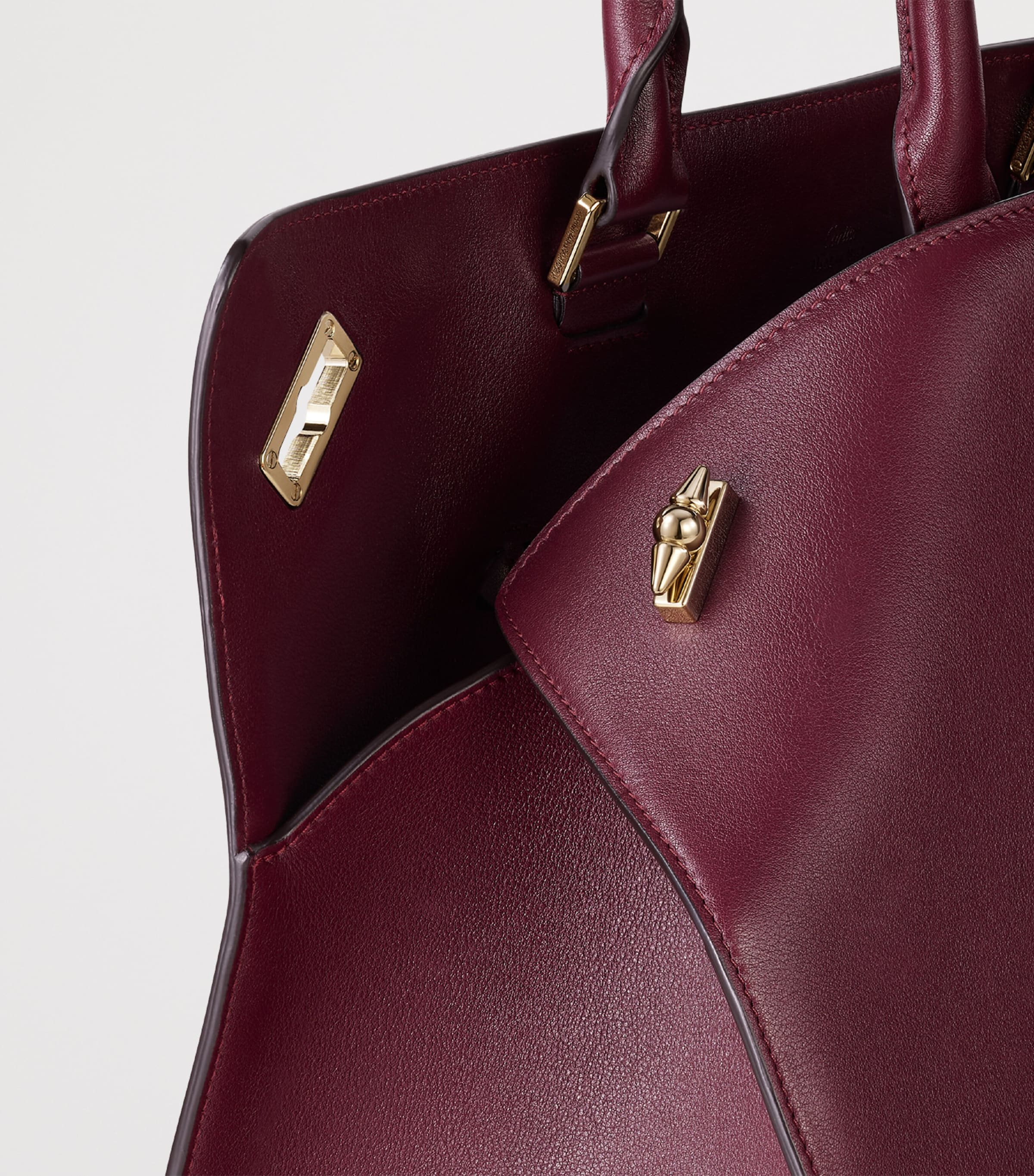 Cartier Womens Large Leather Clash Tote Bag Burgundy Image 4