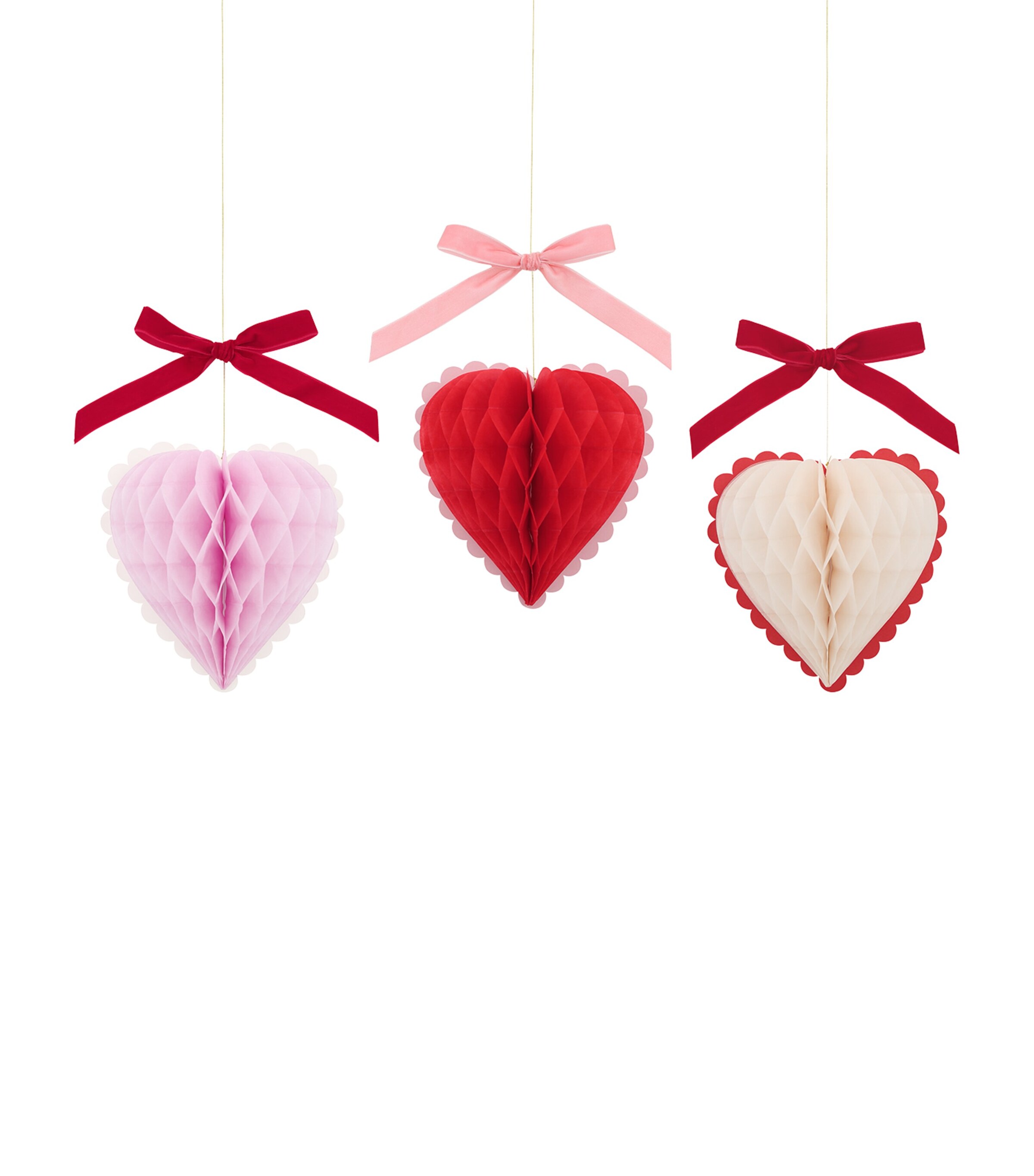 Meri Meri Paper Honeycomb Heart Decorations Image 5