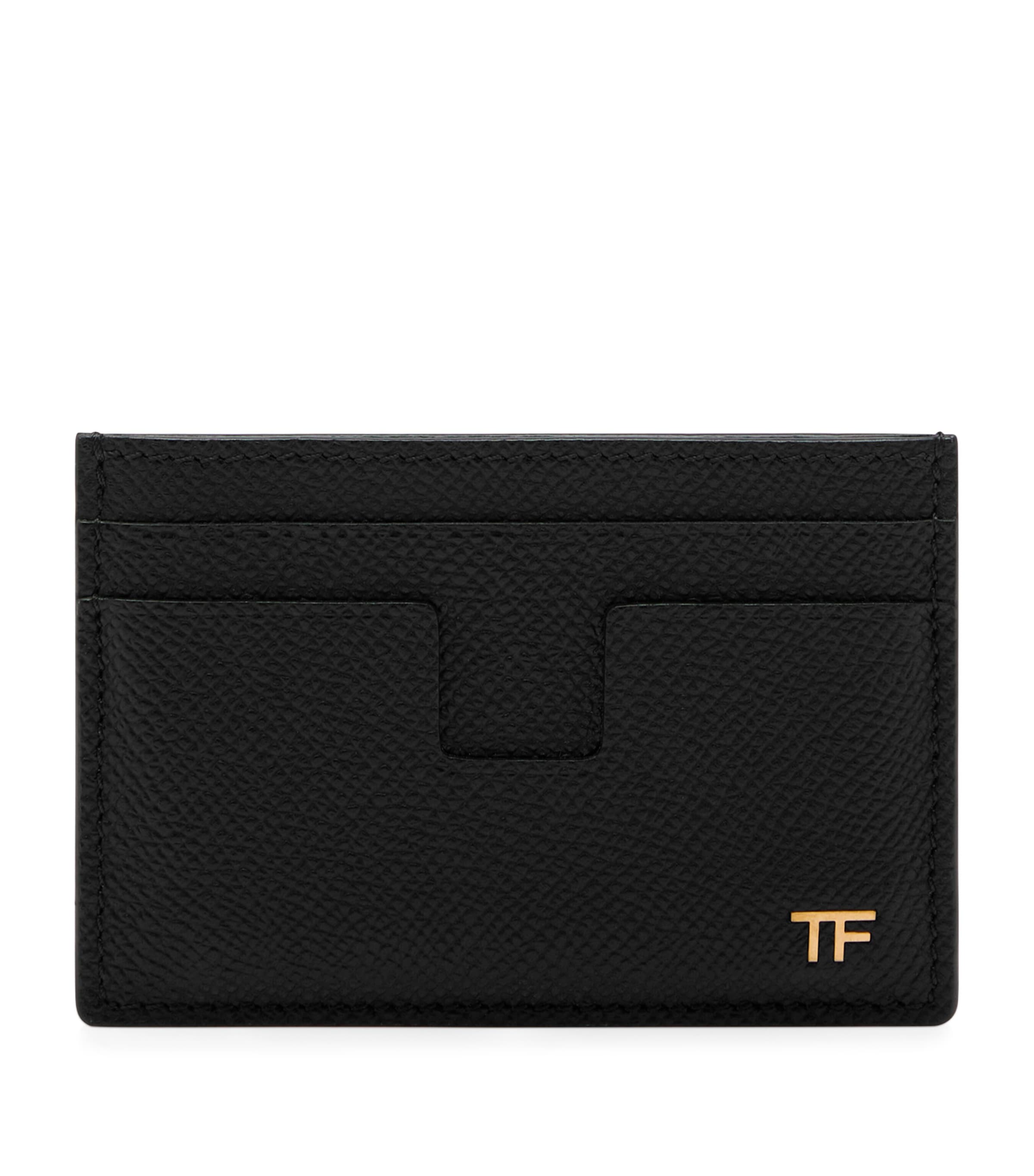Tom Ford Leather T-line Card Holder In Black