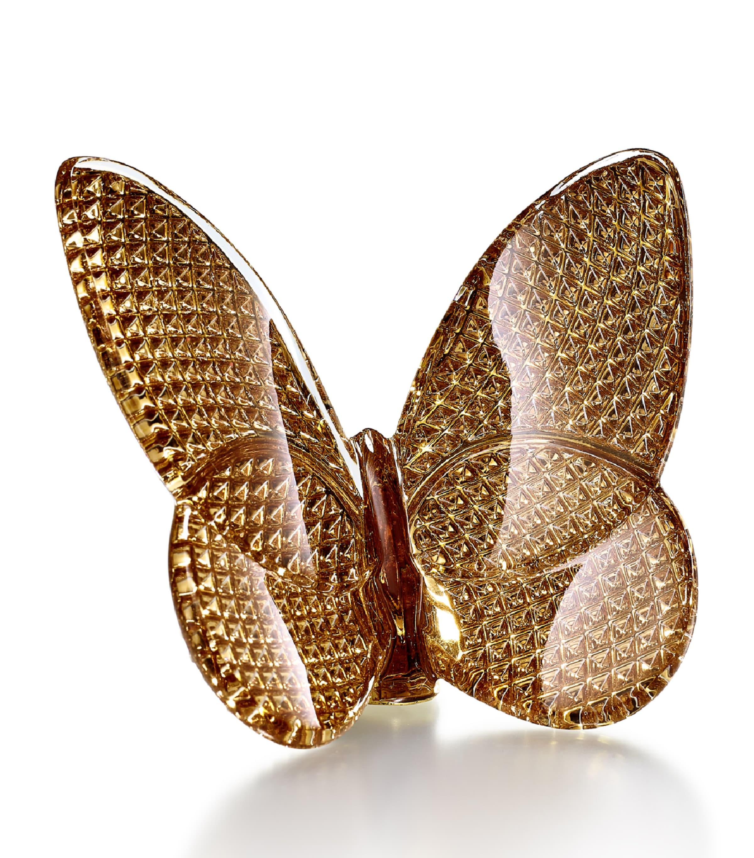 Baccarat Lucky 20k Gold Diamond Cut Lead Crystal Butterfly In Clear