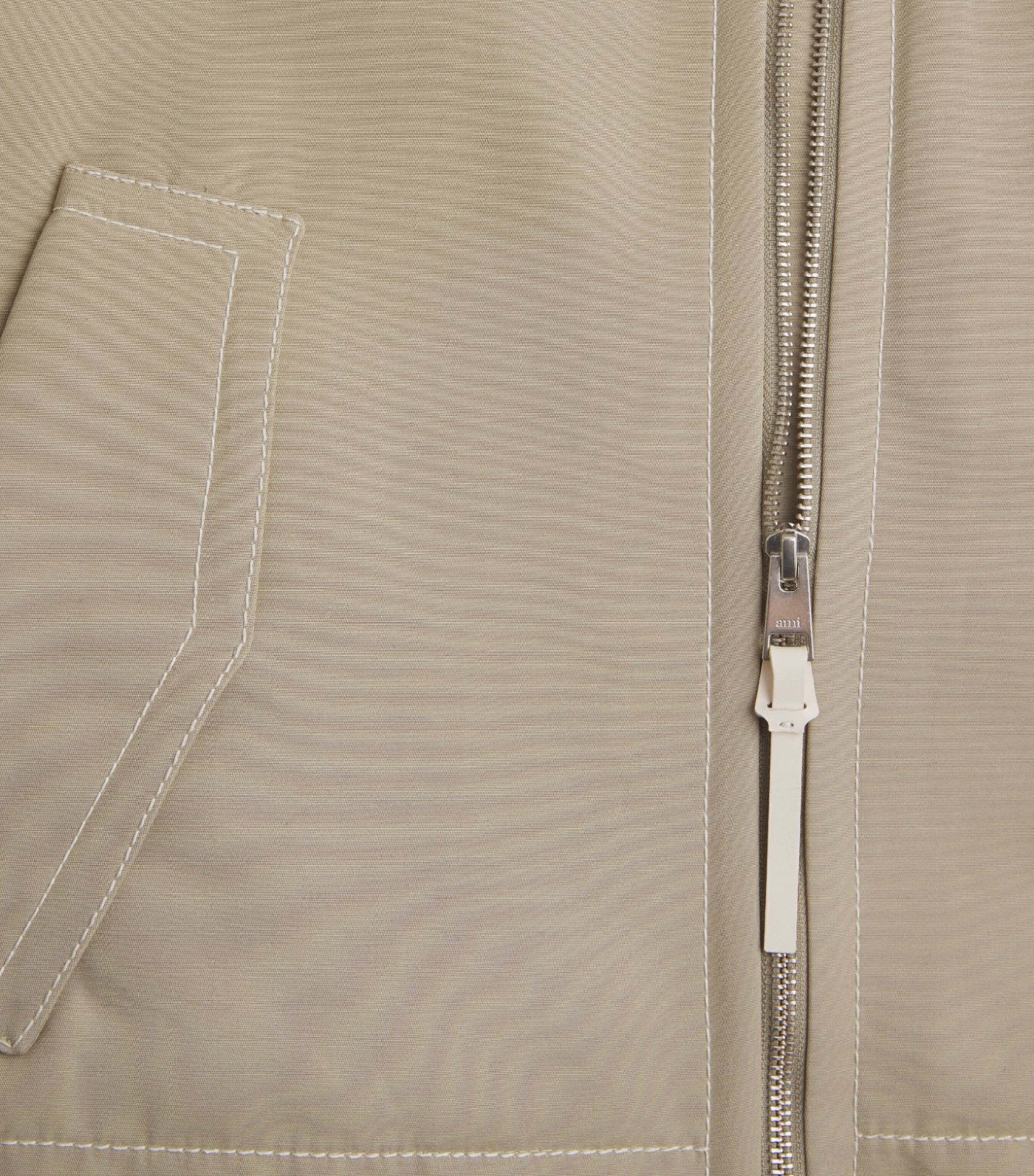 AMI Paris Mens Cotton-Sateen Cropped Jacket Beige Taupe Image 6